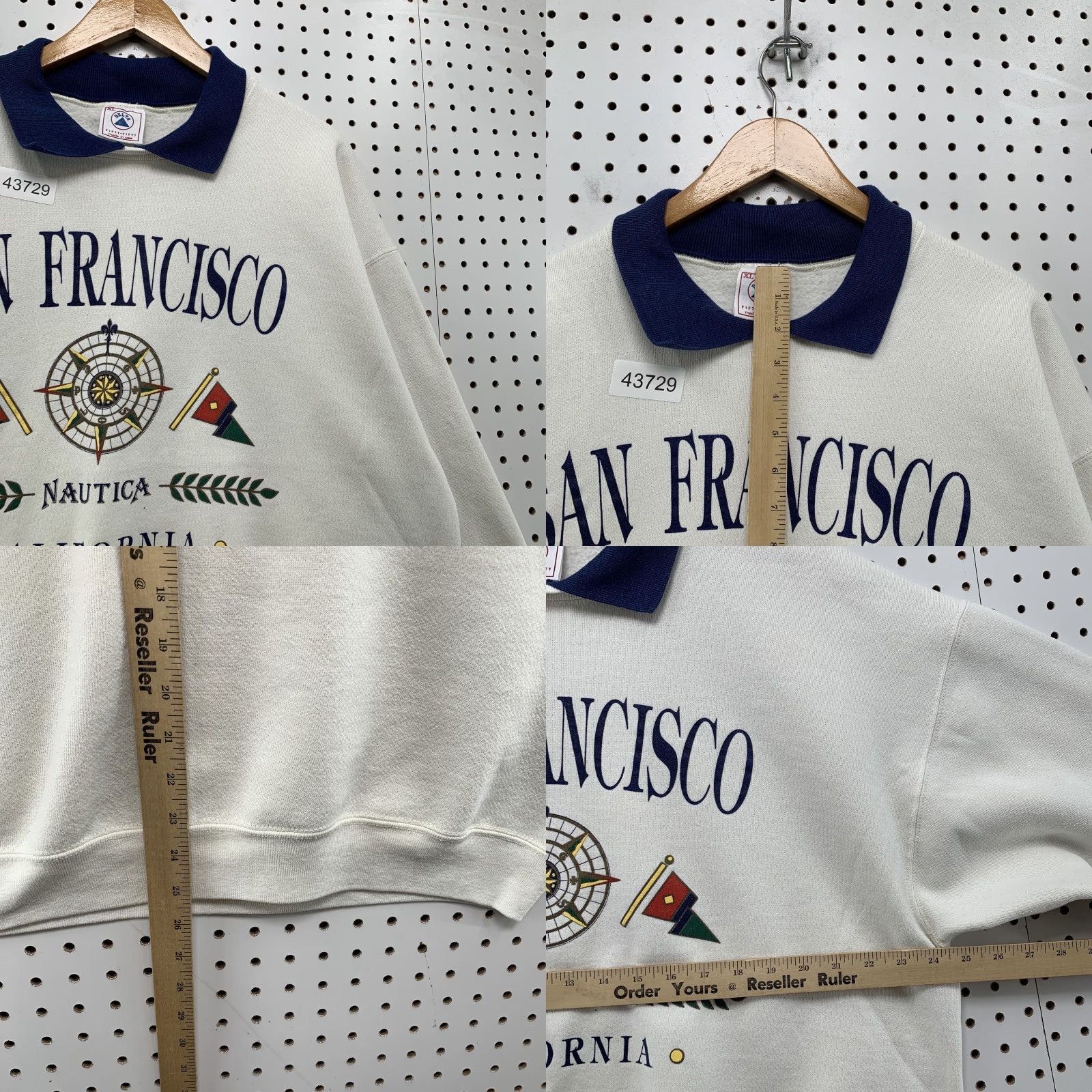 Delta VINTAGE Nautica California Sweatshirt Men XL White Collared USA 80s San Francisco Mountain? Size US XL / EU 56 / 4 - 8 Thumbnail