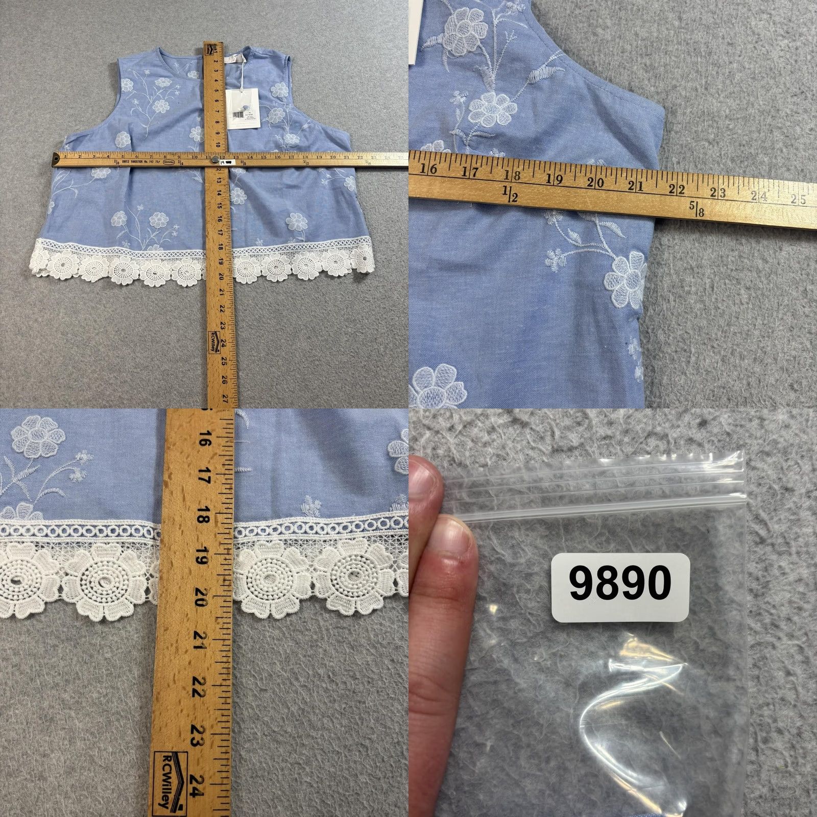 Vintage Rachel Parcell Tank Shorts Set Womens XL/14 Sky Blue Eyelet Cottage Coquette Outfit/Set Size 40" / US 18 - 10 Thumbnail