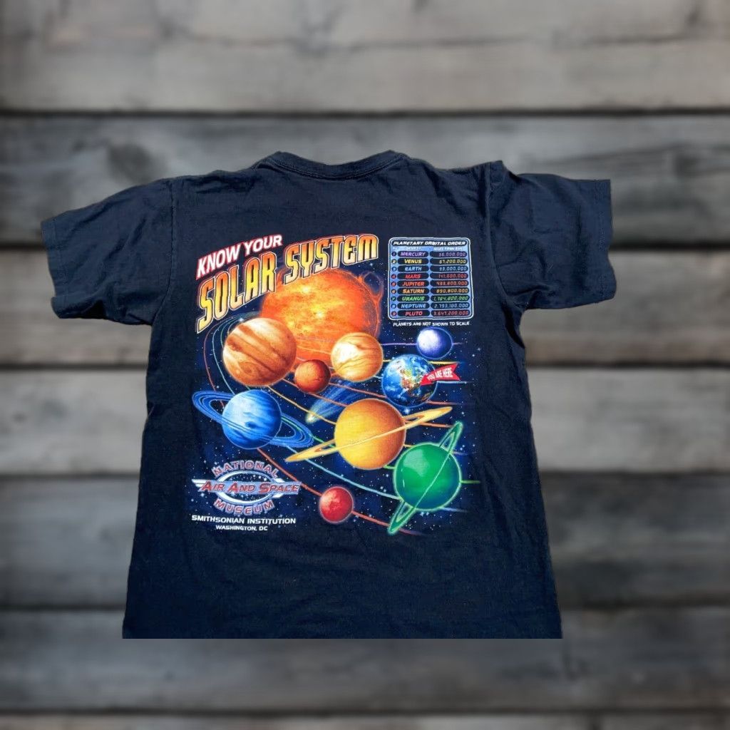 Vintage VINTAGE Smithsonian Institution Solar System T-Shirt Mens Medium Black Cotton Short Sleeve Crew Neck 100% Cotton Space 90s/Space Theme Size US M / EU 48-50 / 2 - 1 Thumbnail