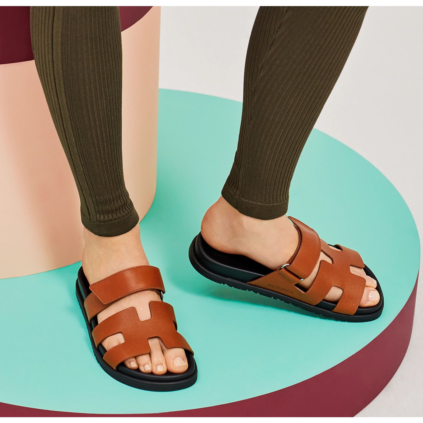 Hermes Hermes Chypre Sandal Natural Brown Gold Black H Logo Size US 7.5 / IT 37.5 - 3 Thumbnail