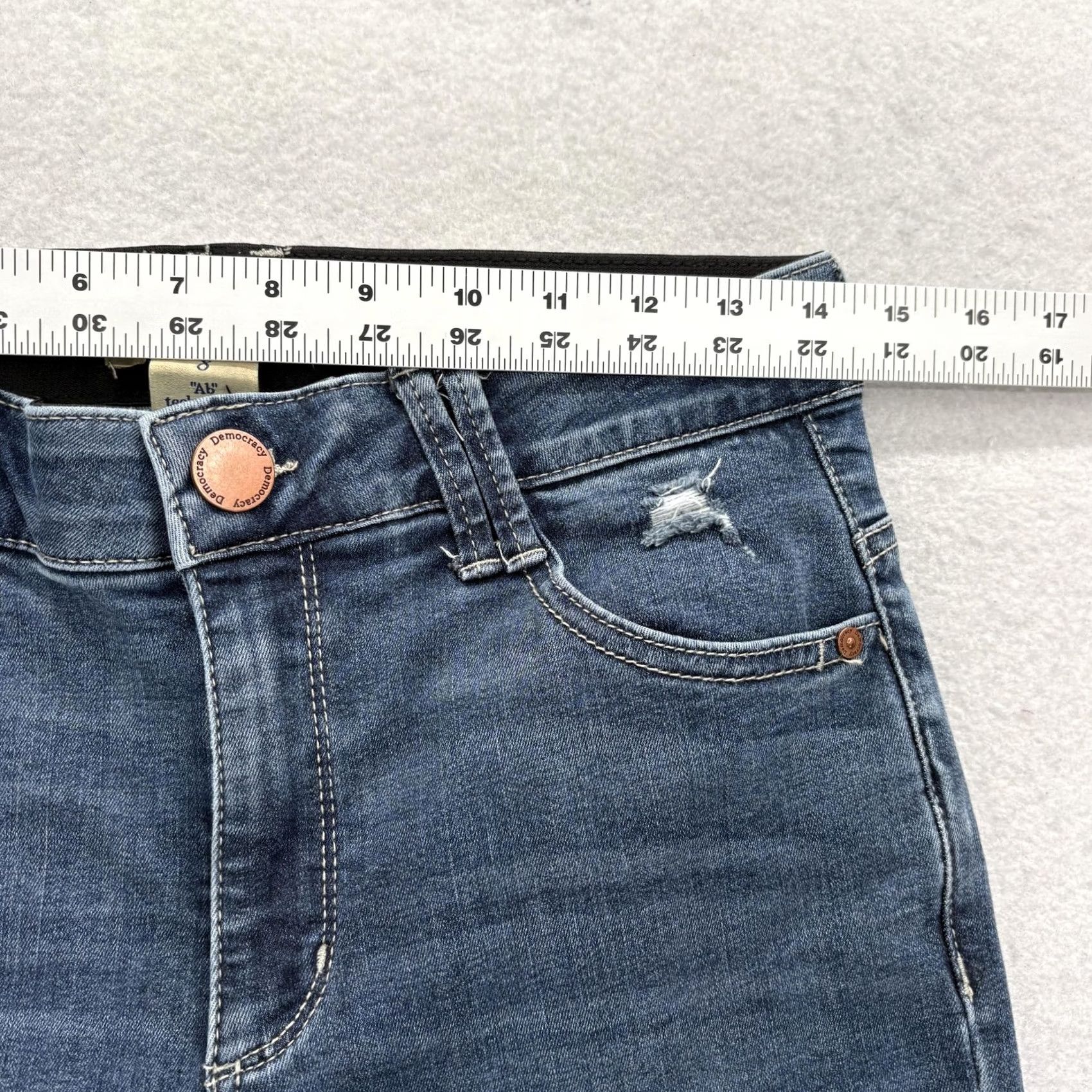 Vintage Democracy Jeans Bootcut Womens 8 Blue Mid Rise Distressed Stretch Pockets 5-Pocket Denim Cotton Polyester Viscose Spandex Size 30" / US 8 / IT 44 - 7 Thumbnail