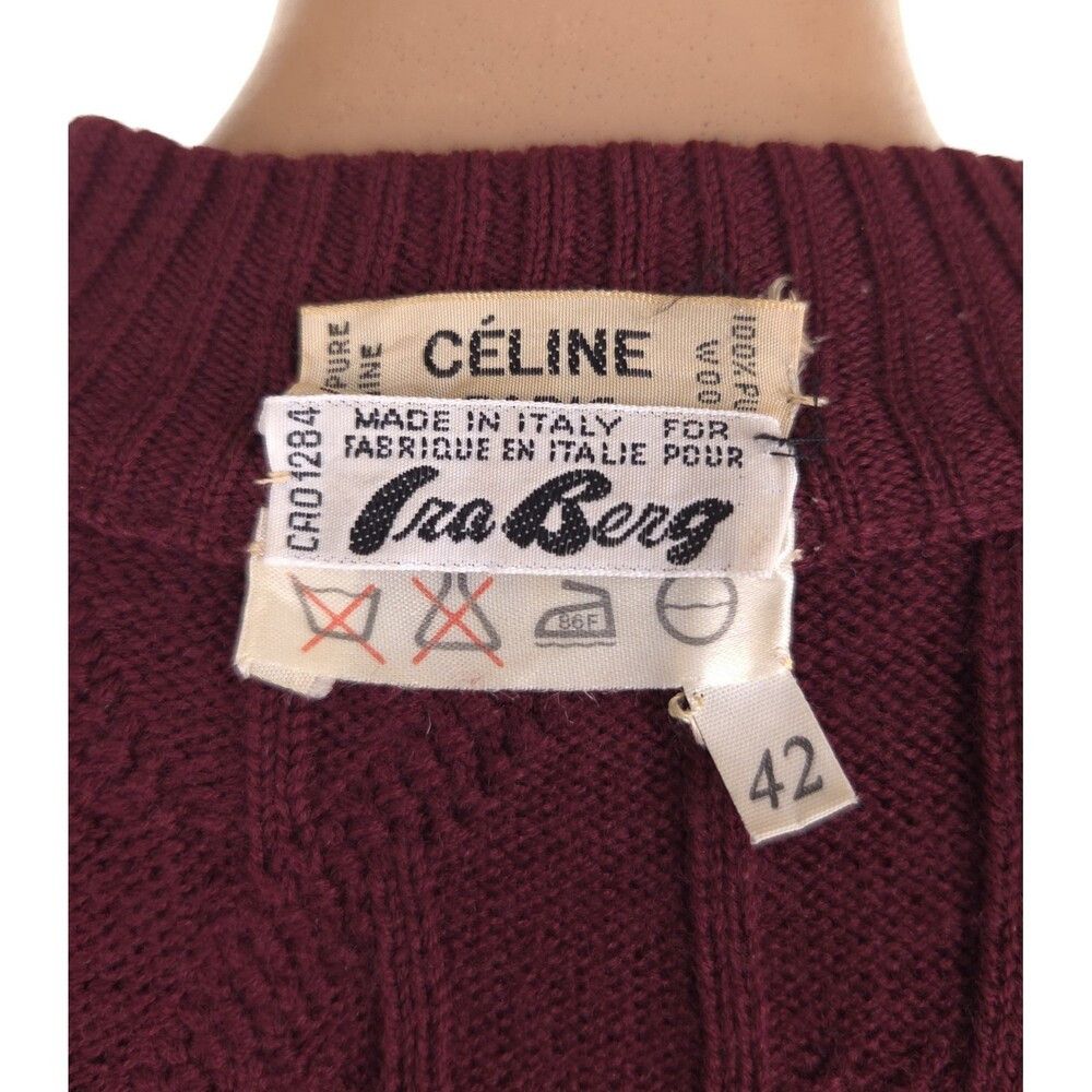 Celine Vintage 80s/90s Celine Paris 1/2 Crest Button Sweater Size M Size M / US 6-8 / IT 42-44 - 8 Thumbnail