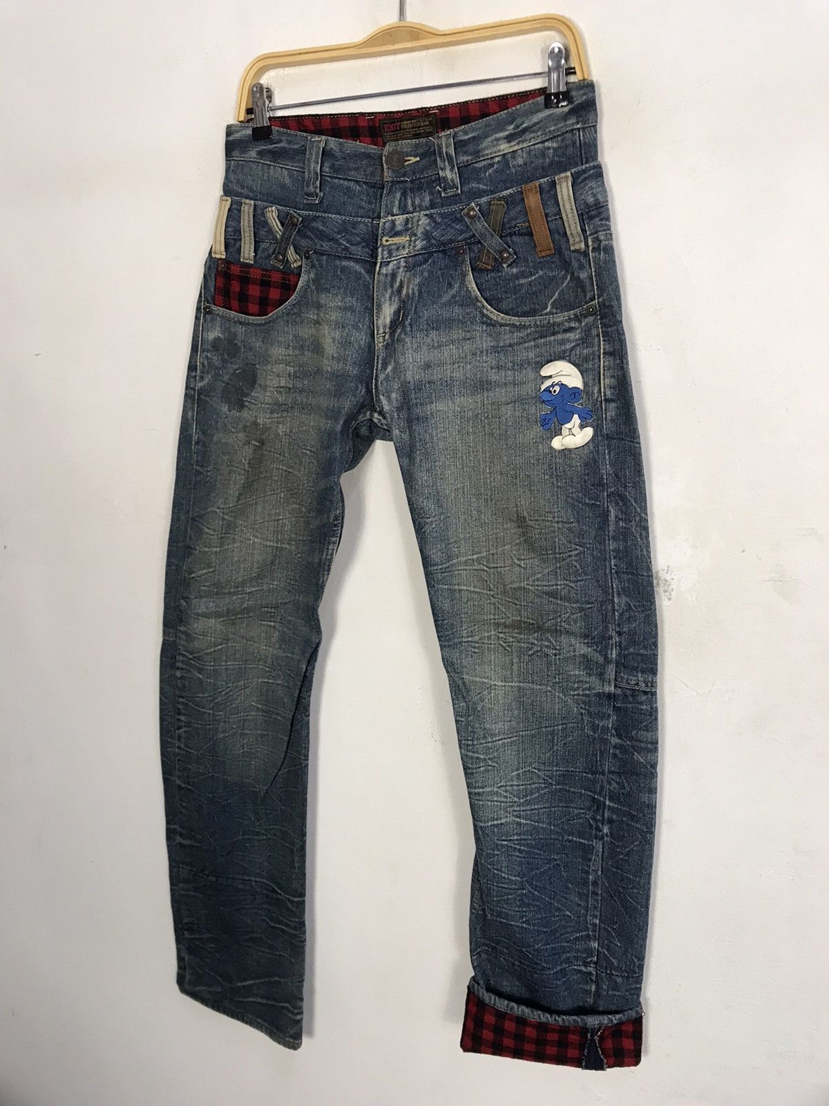 Japanese Brand Exit Zipper Indigo Denim Jeans Pants Double Waist Style Size US 30 / EU 46 - 4 Thumbnail