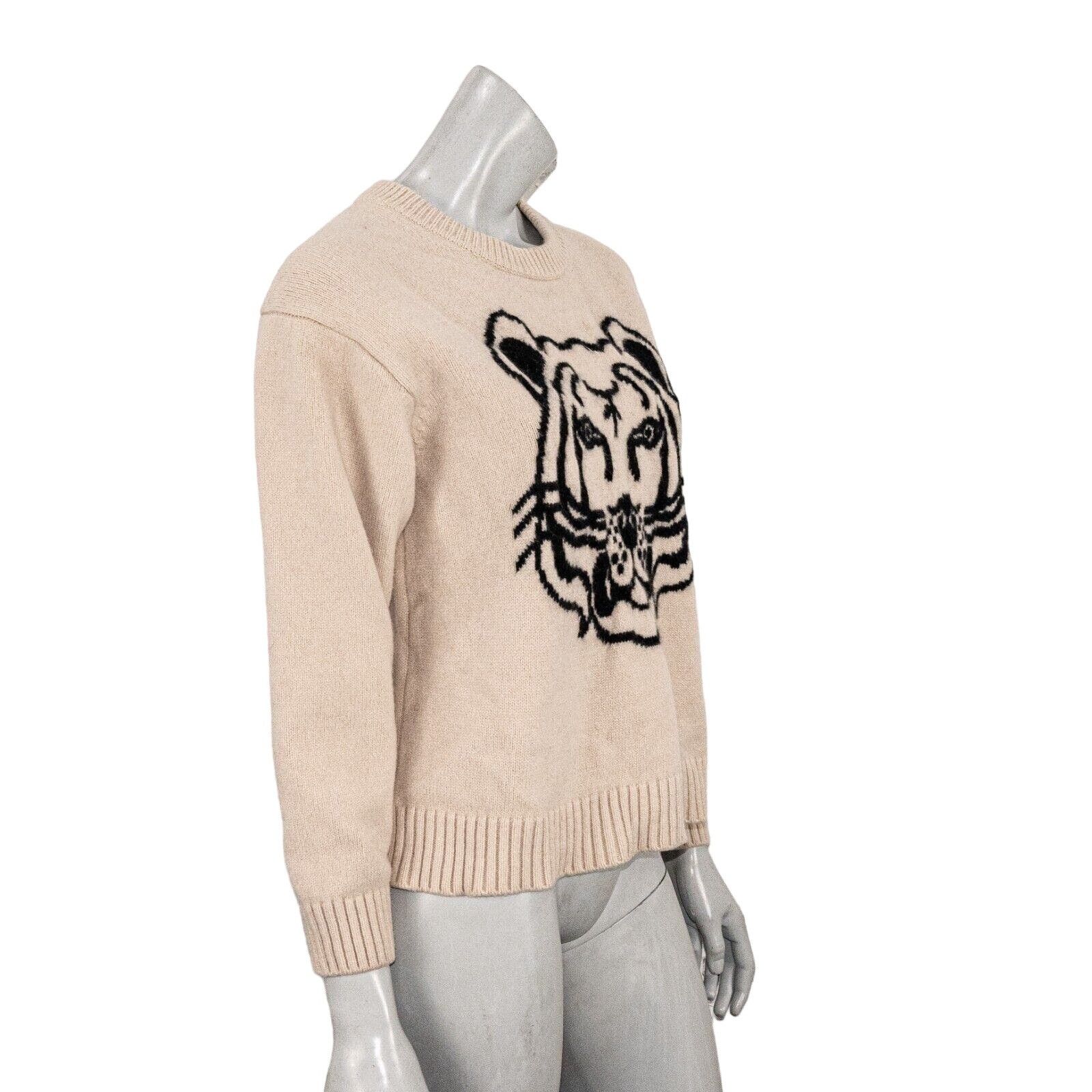 Kenzo KENZO Women's Wool K-Tiger Sweater Crewneck in Beige knit Size M / US 6-8 / IT 42-44 - 5 Thumbnail