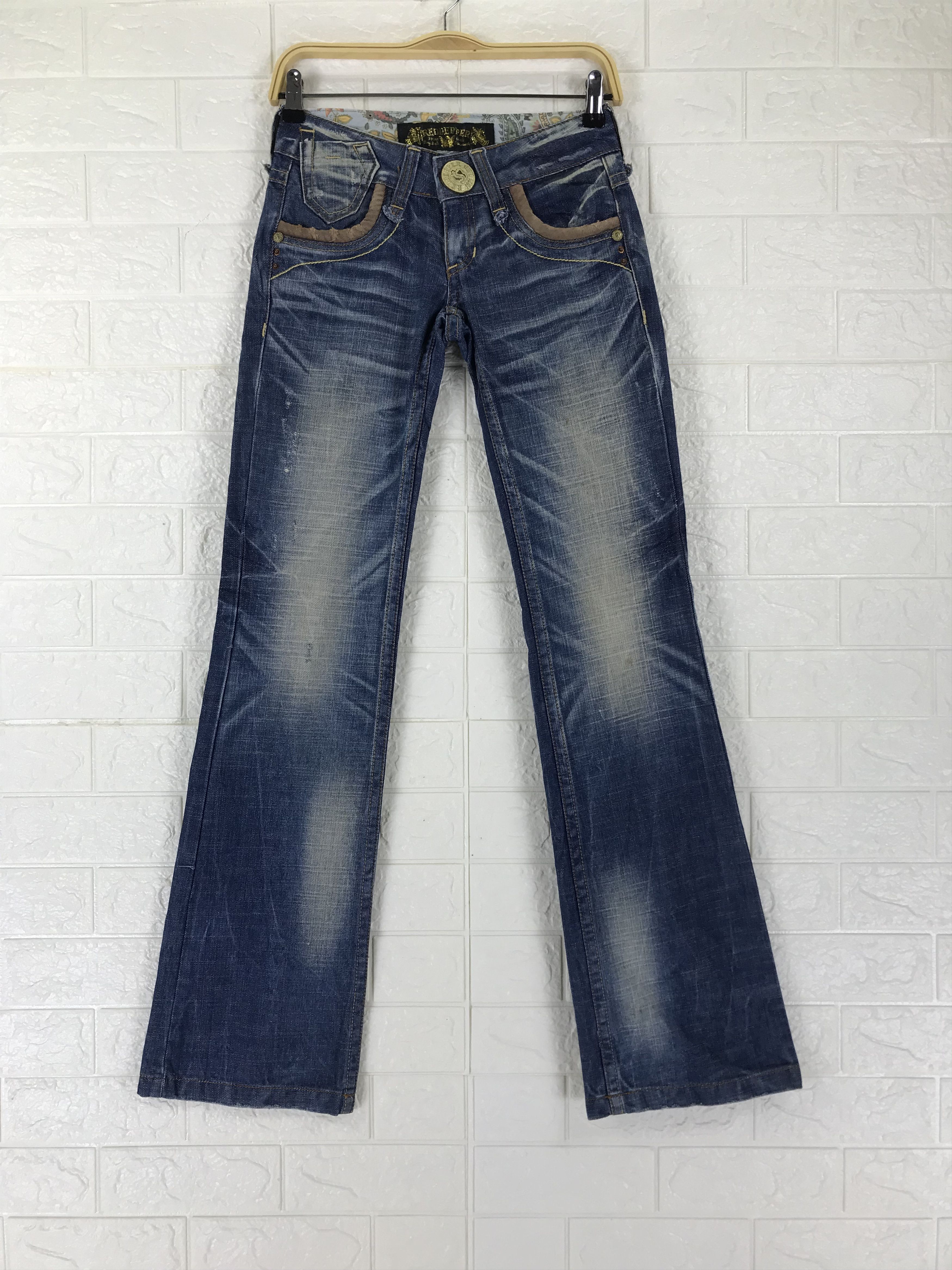 Japanese Brand Vintage Red Pepper Denim Embroidered Flare Jeans Size 25" / US 0 / IT 36 - 5 Thumbnail