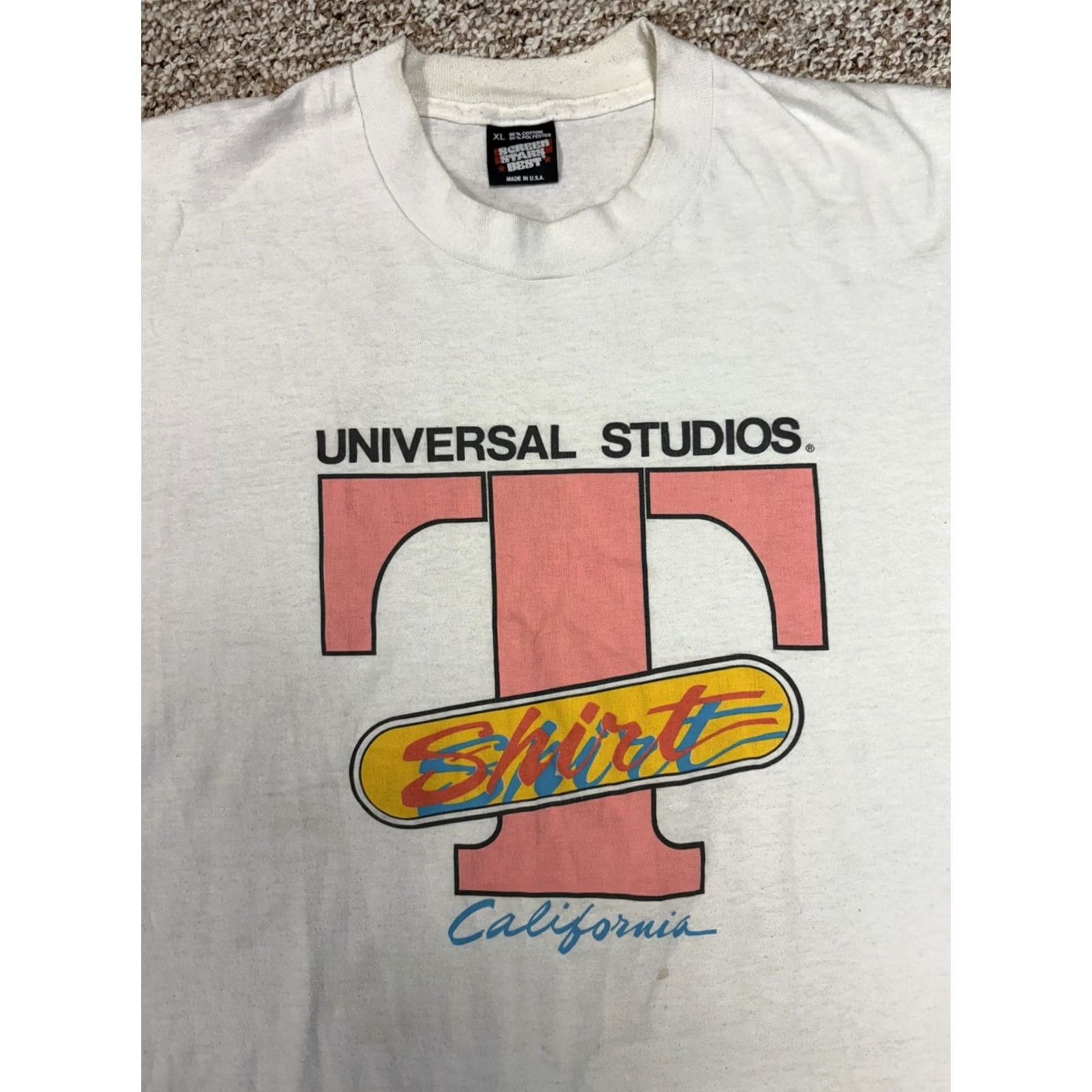 Vintage VINTAGE Screen Stars Best Universal Studios California T-Shirt XL White Disco 1990s Mens Size US XL / EU 56 / 4 - 2 Thumbnail