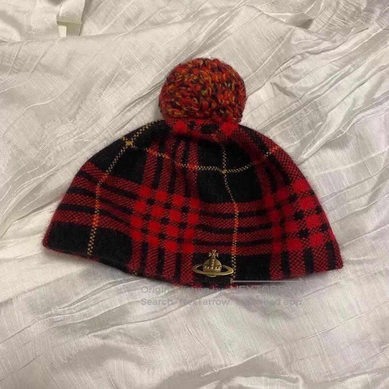 Vivienne Westwood Vivienne Westwood Red and Black Plaid Wool Beret Size ONE SIZE - 5 Thumbnail