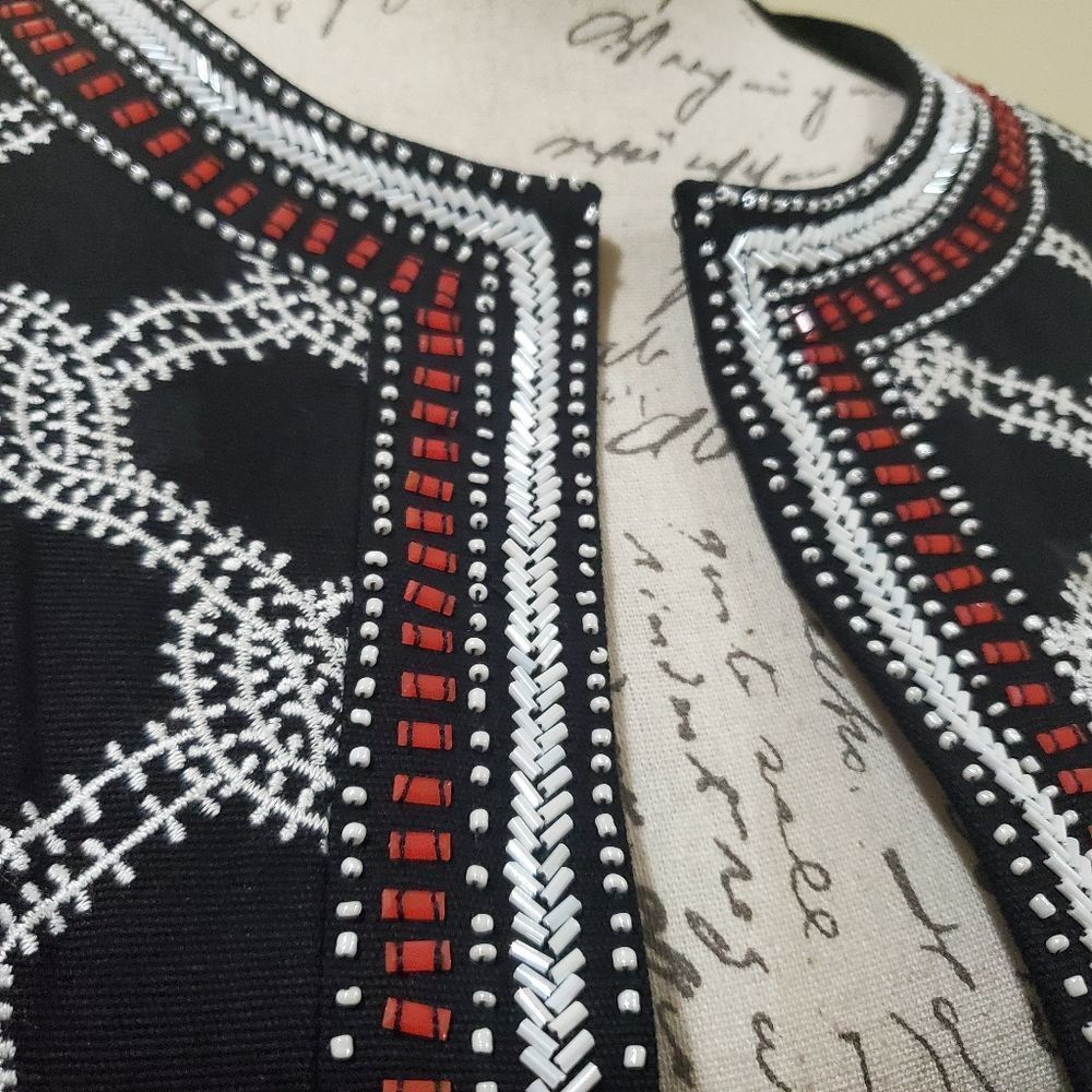 L'AGENCE L'Agence Ladies Size XS Black & Red Embroidered Beaded Cropp Size XS / US 0-2 / IT 36-38 - 5 Thumbnail