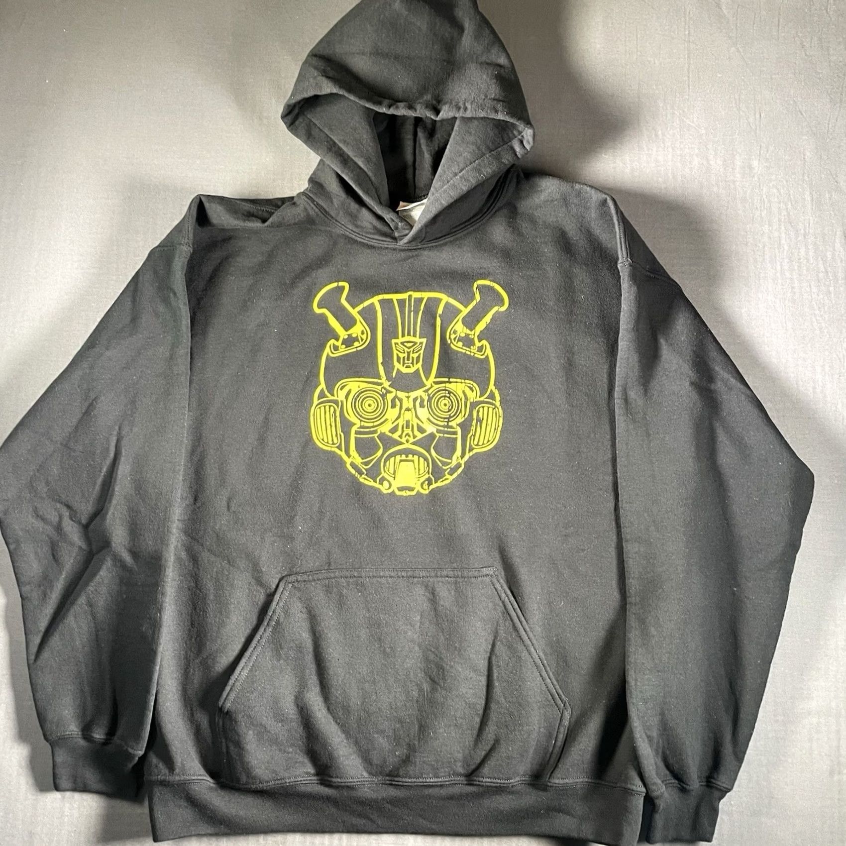 Vintage HEAD Bumblebee Movie Hoodie Men’s Large Pullover Black Transformers Promo Robot Head L Mens Size US L / EU 52-54 / 3 - 3 Thumbnail