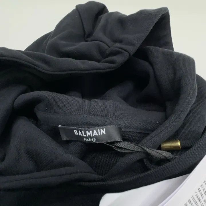 Balmain Balmain Black Hooded Sweatshirt with Buttons -2507 Size M / US 6-8 / IT 42-44 - 7 Thumbnail
