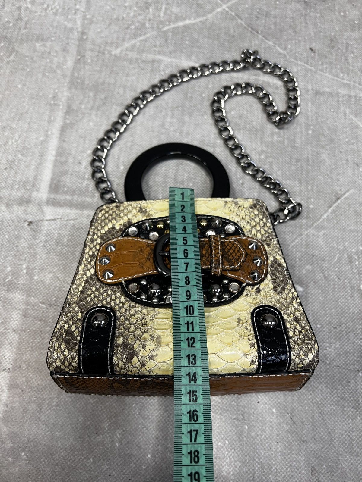 Mini bag crocodile leather studded GUESS metal chain