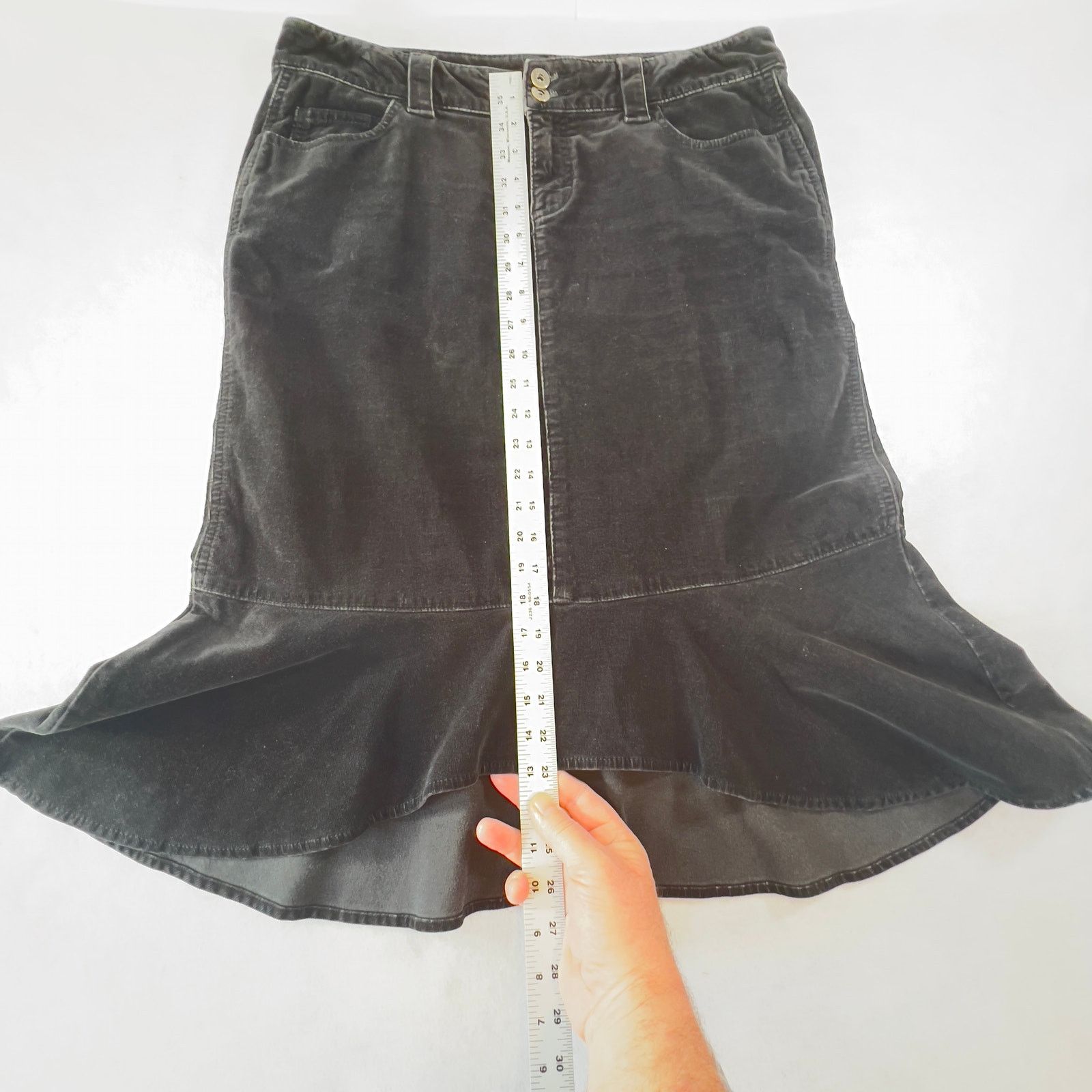 Other Riders Copper Skirt Corduroy Womans 9M Hi Lo Flounce Trumpet Size 35" - 5 Thumbnail