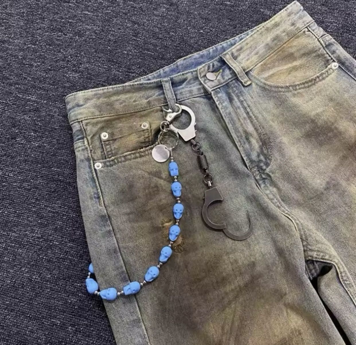 Jewelry Blue Acrylic Skull Pants Chain Size ONE SIZE - 4 Thumbnail