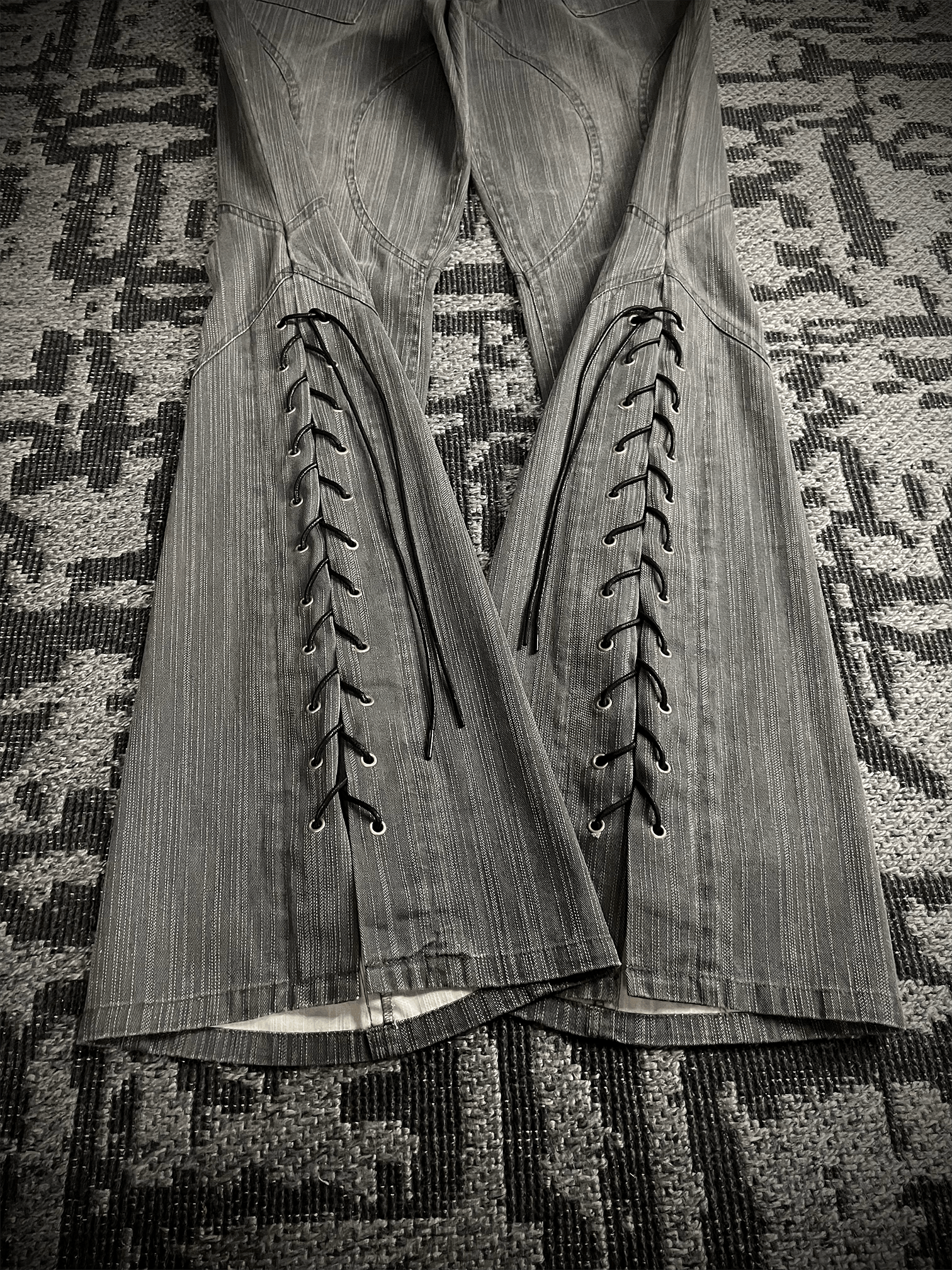 Japanese Brand Bernings Sho Lace Up Flared Pants Size US 31 - 5 Thumbnail