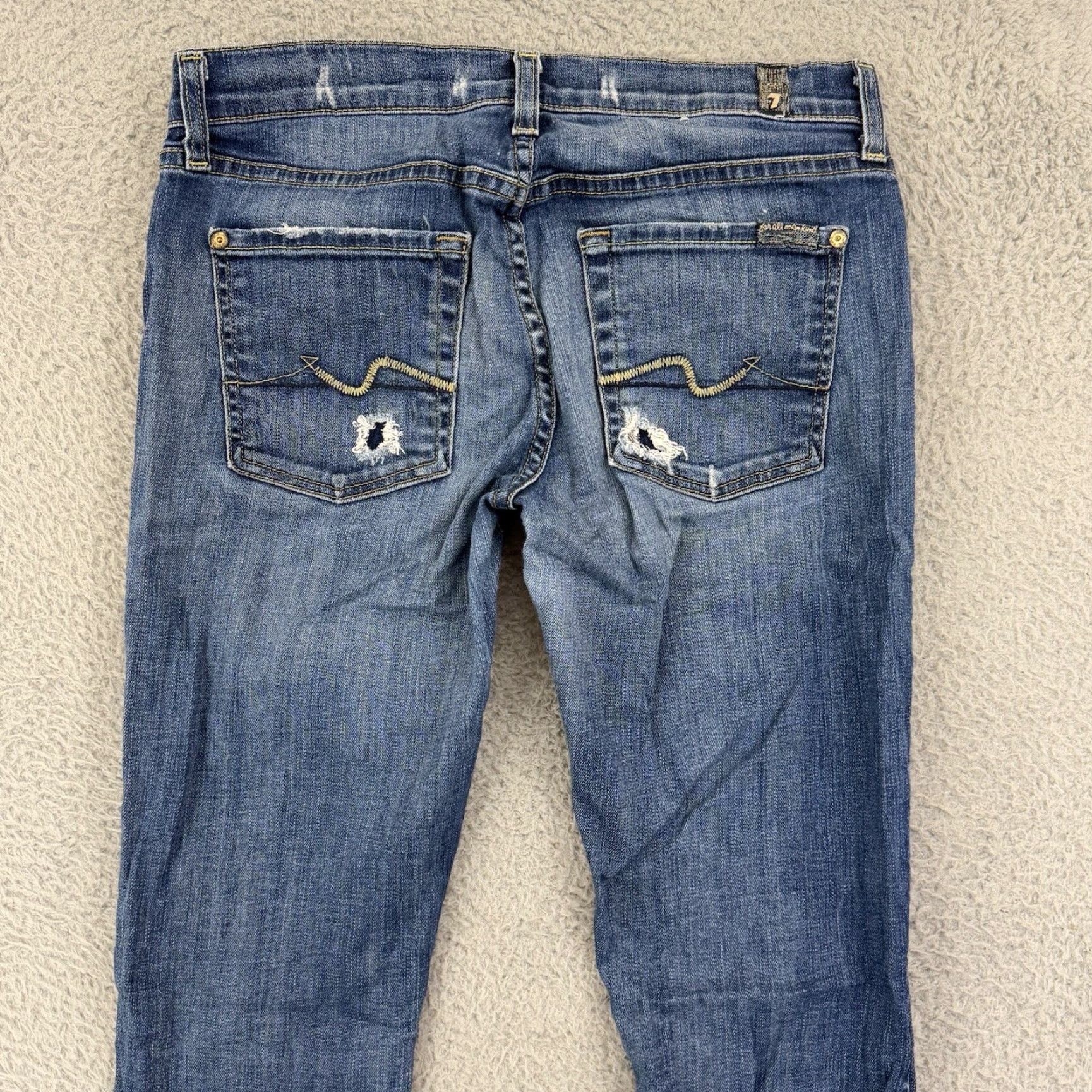 7 For All Mankind 7 For All Mankind Jeans Womens 29 Blue Roxanne Denim 30x32 Ankle Denim Casual Capri 80s Bohemian Hippie Womens Jeans Size 29" - 7 Thumbnail