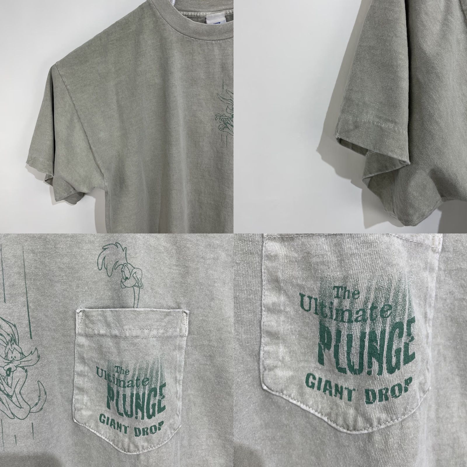 Vintage VINTAGE Six Flags Park T Shirt XXL Road Runner Looney Tunes Murina Gray Cotton Crew Neck Short Sleeve Men 1980s Carrier Shirt Size US XXL / EU 58 / 5 - 8 Thumbnail