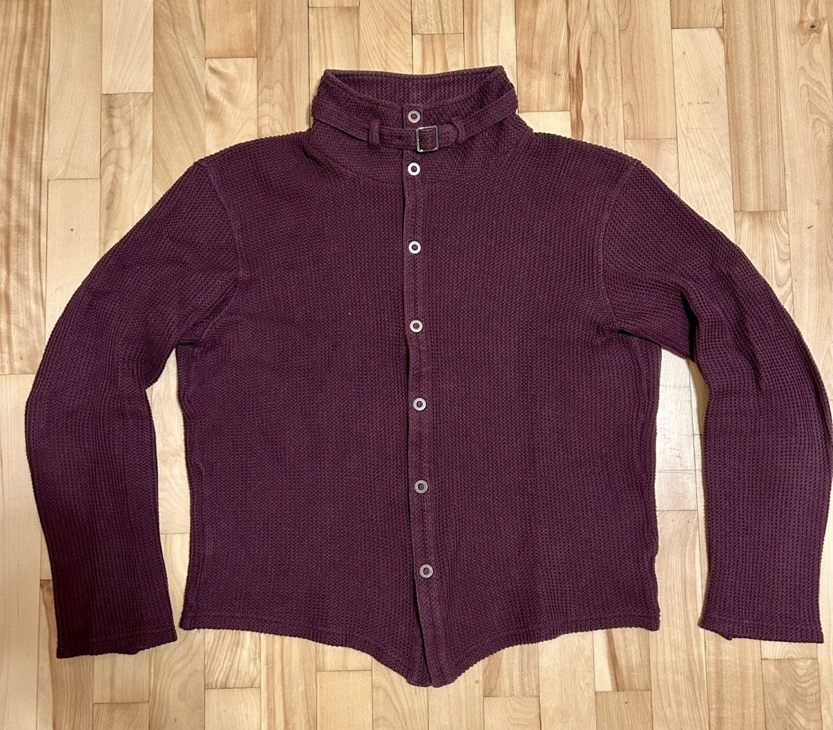 Tornado Mart Waffle Knit Belted Neck Shirt Size US XL / EU 56 / 4 - 1 Thumbnail