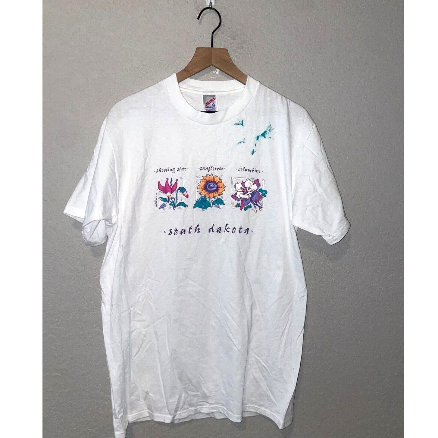 Jerzees Vintage Misprint Shirt South Dakota Flowers White Test Print Size US M / EU 48-50 / 2 - 1 Thumbnail