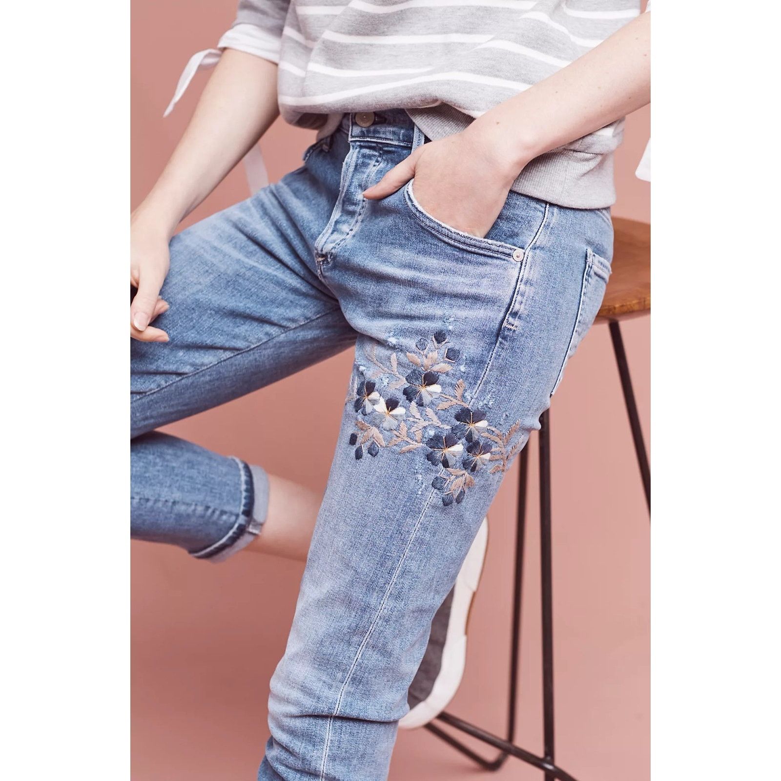 Citizens Of Humanity Citizens of Humanity, Emerson Slim Boyfriend Embroidered 2 Size 26" / US 2 / IT 38 - 4 Thumbnail