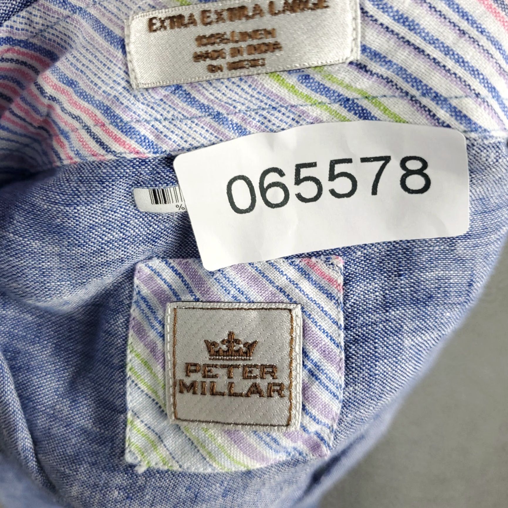 Peter Millar Peter Millar Shirt Mens 2XL Blue Linen Button-Up Long Sleeve Shirt Mens Colorful Modern Preppy Pattern Solid Button-Down Collared Casual Workwear Size US XXL / EU 58 / 5 - 7 Thumbnail