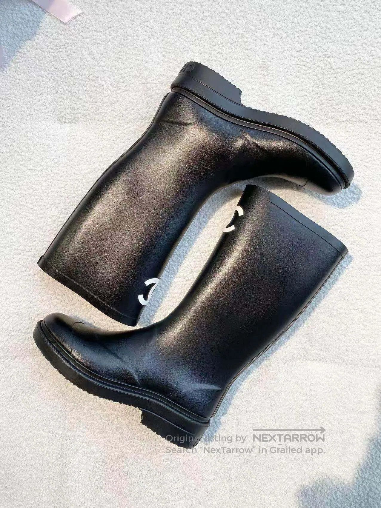 Chanel Chanel Black double Clogo long rain boots| Size US 4.5 / IT 34.5 - 4 Thumbnail