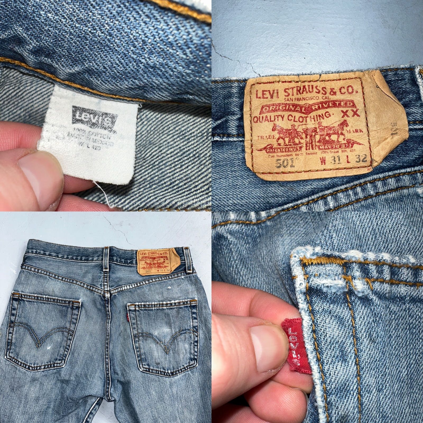 Levi's VINTAGE Levi's 501 Jeans Straight Levi's Men 31x32 Blue Denim 90s 501 Series Regular Mens Jeans Size US 31 - 10 Thumbnail