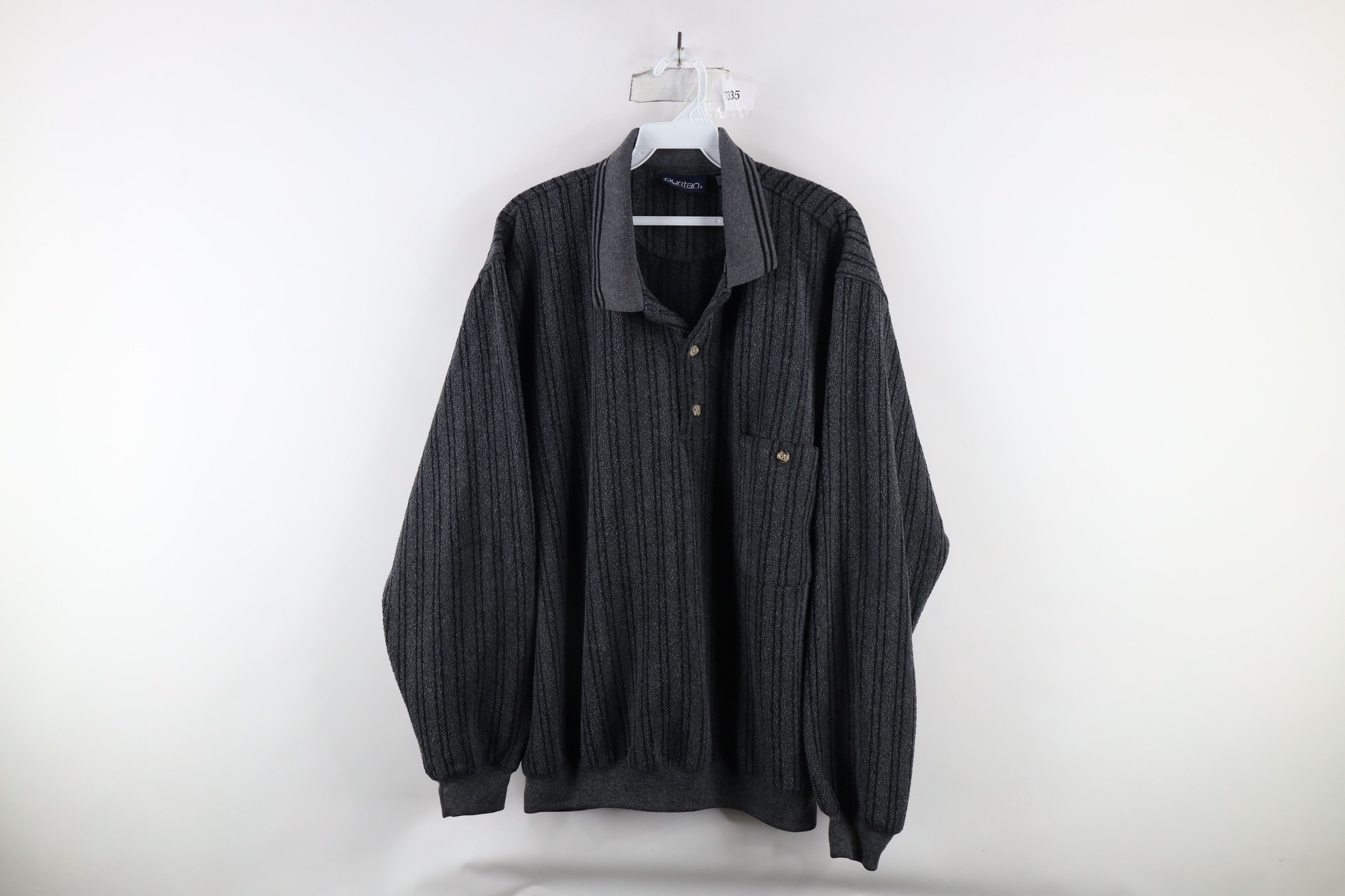 Vintage Vintage 90s Streetwear Collared Fleece Pullover Sweater Size US L / EU 52-54 / 3 - 1 Thumbnail