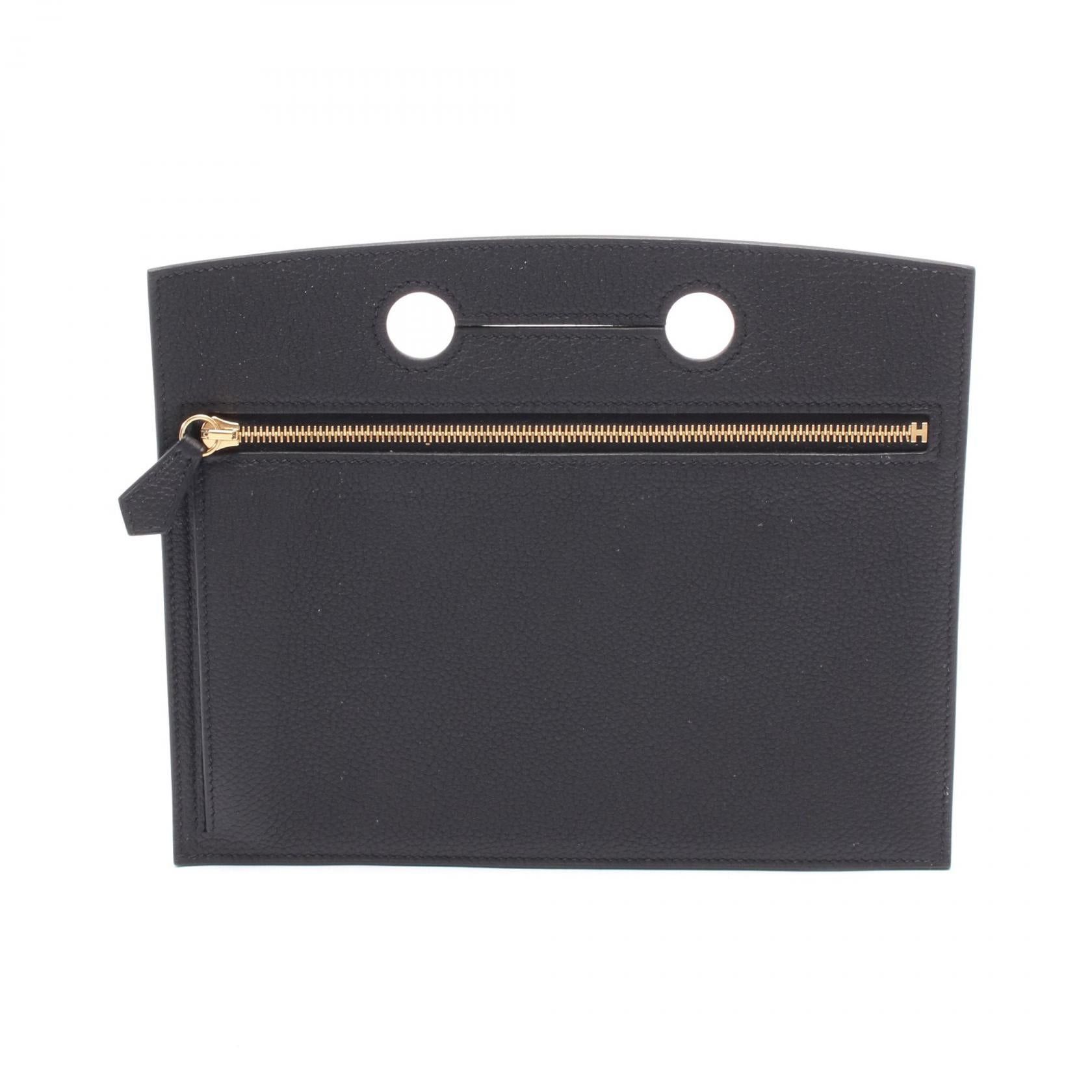 Hermes Hermes Back Pocket Pouch Togo Black Gold Hardware Z Stamp Size ONE SIZE - 1 Thumbnail