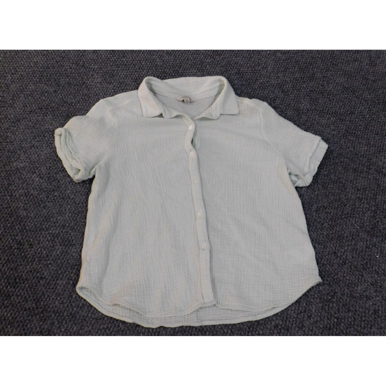 Lucky Brand Lucky Brand Button-Up Shirt Women M Short Sleeve Green Cotton Casual Regular Vintage: No Size M / US 6-8 / IT 42-44 - 2 Thumbnail