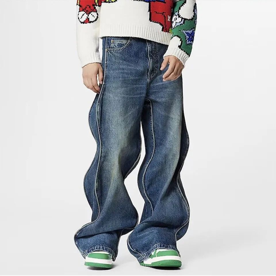 Jean × Vintage 90s Vintage Design Y2K Touch Twisted Jeans Size US 34 / EU 50 - 1 Thumbnail