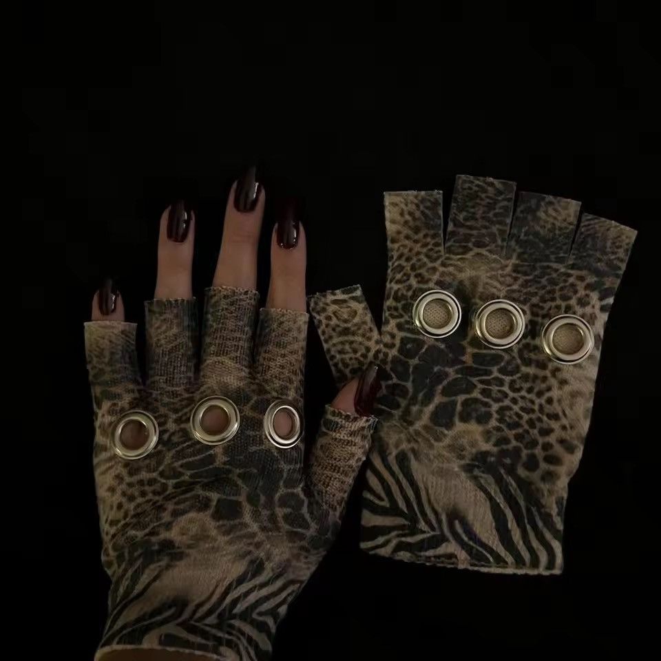 Other Leopard Y2k Punk Gothic Streetwear Gloves Size ONE SIZE - 3 Thumbnail