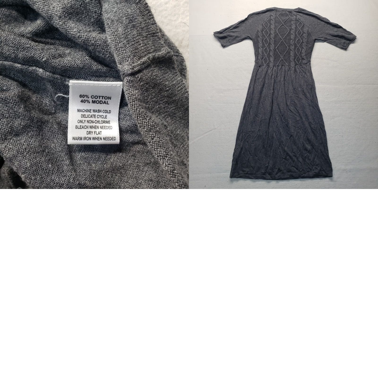 Madison Madison Dress Solid Gray Short Sleeve Midi Knit Square Neck Adult Womens S Small Size 28" / US 6 / IT 42 - 8 Thumbnail