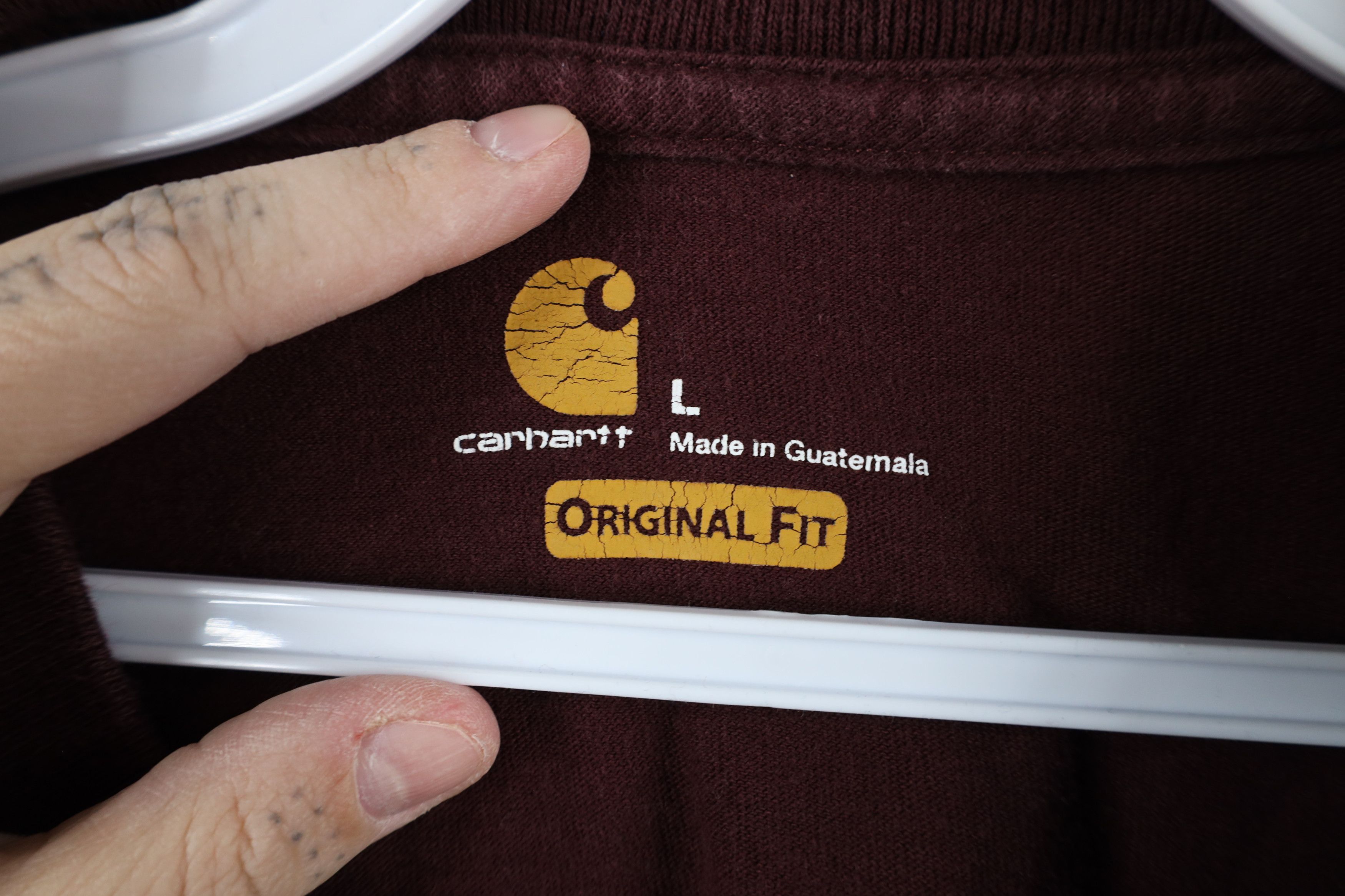 Carhartt × Vintage Vintage Carhartt Spell Pocket Long Sleeve T-Shirt Burgundy Size US L / EU 52-54 / 3 - 6 Thumbnail