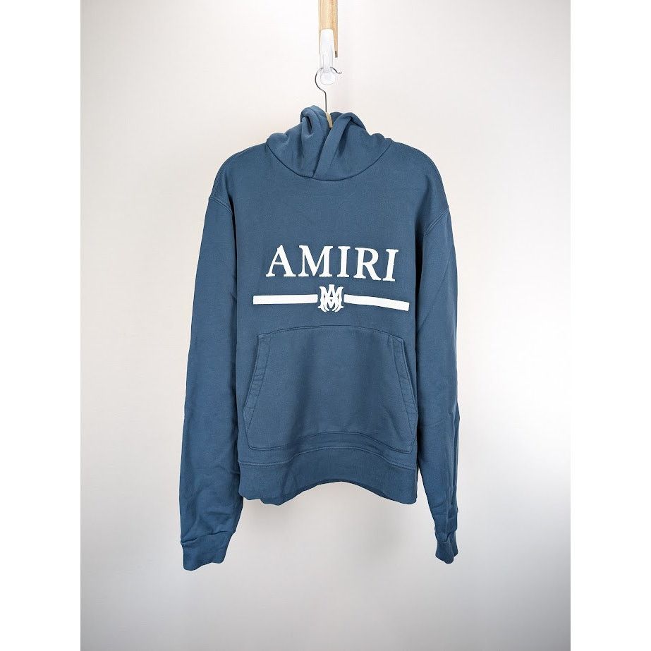 Amiri o1rshd1 Q:2 / MA Bar Embroidery Hoodie in Pond Blue Size US XL / EU 56 / 4 - 1 Thumbnail