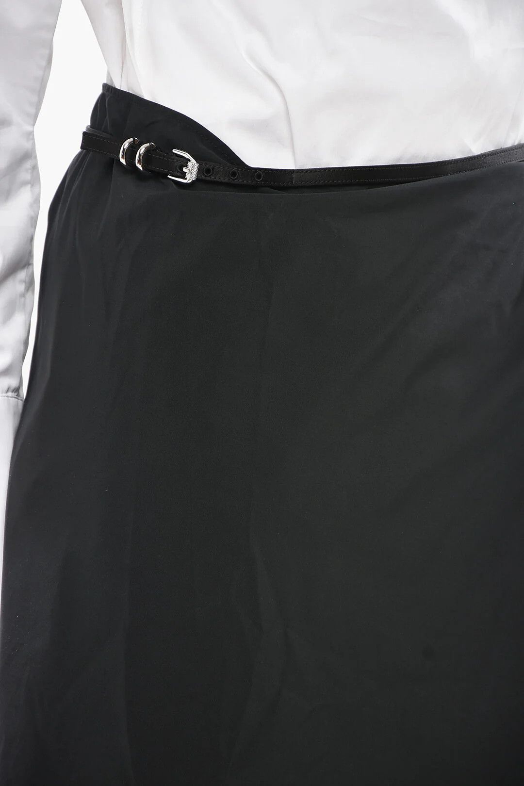 Givenchy og1mm0326 Mixed Cotton Wrap Midi Skirt in Black Size 27" / US 4 / IT 40 - 3 Thumbnail