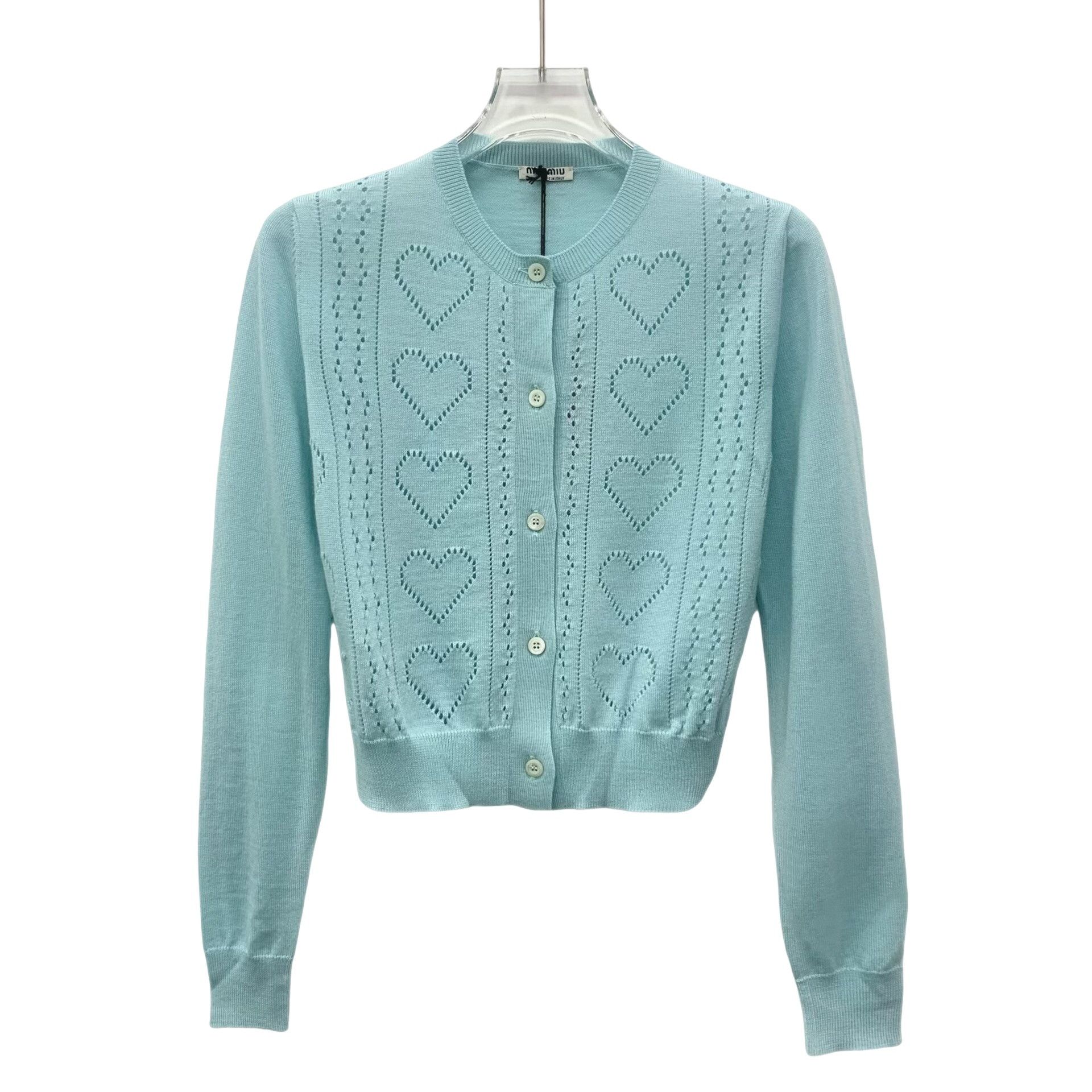 Miu Miu Miu Miu Heart Open-Work Knit Cardigan it_36 Size XS / US 0-2 / IT 36-38 - 1 Thumbnail