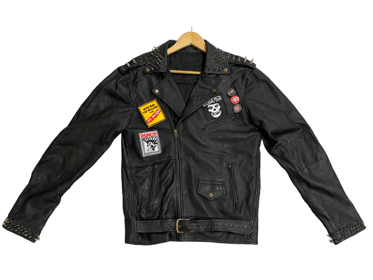 Schott Street Punks Leather Studded Spike Double Collar Jacket Size US M / EU 48-50 / 2 - 3 Thumbnail