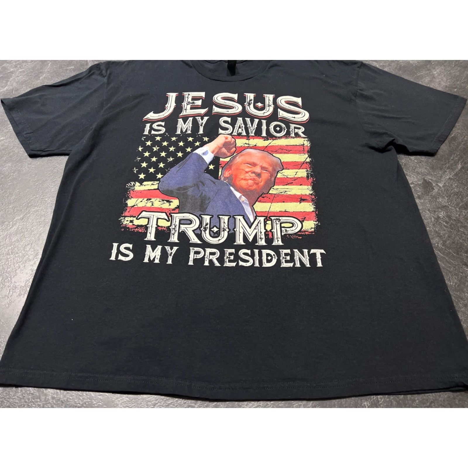 Gildan VINTAGE Gildan T-Shirt Jesus Is My Savior Trump Is My President Black 2XL Mens Size US XXL / EU 58 / 5 - 2 Thumbnail