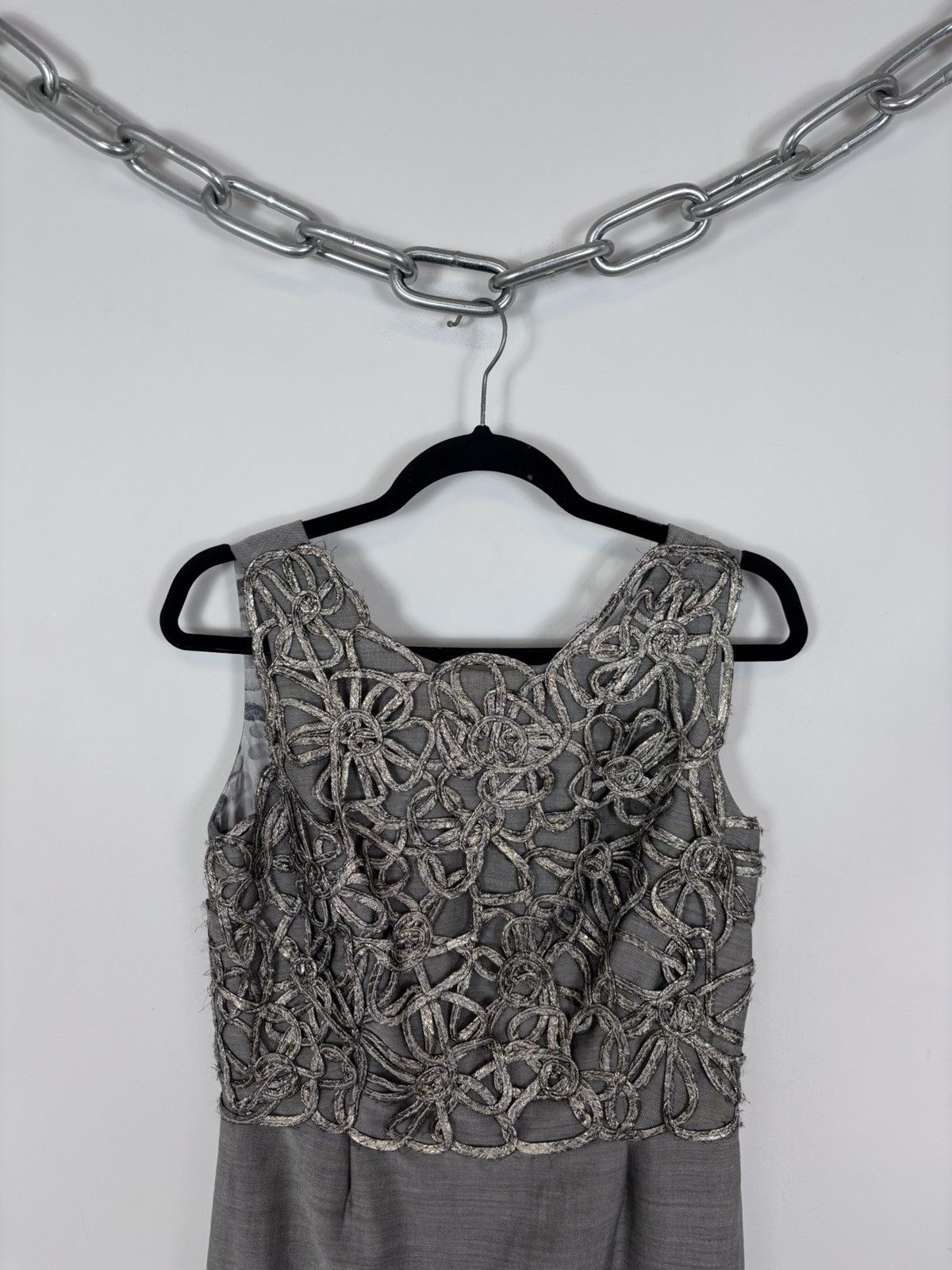 Lela Rose Lela Rose NWT Smokey Grey Embroidered Lace Overlay Dress Size M / US 6-8 / IT 42-44 - 3 Thumbnail