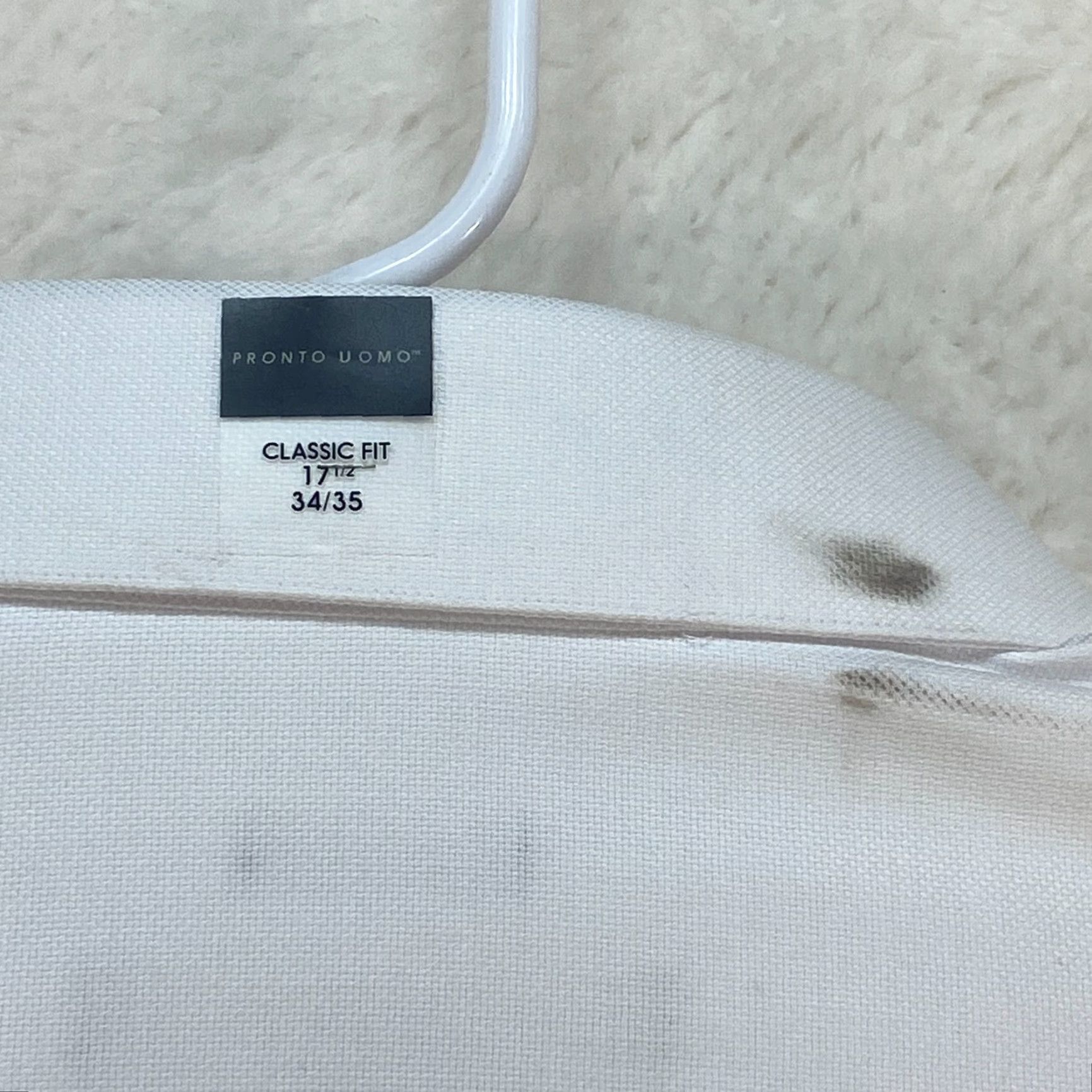 Pronto Uomo Mens XL 17.5 34/35 Non-Iron Dress Shirt Classic Fit White NWT