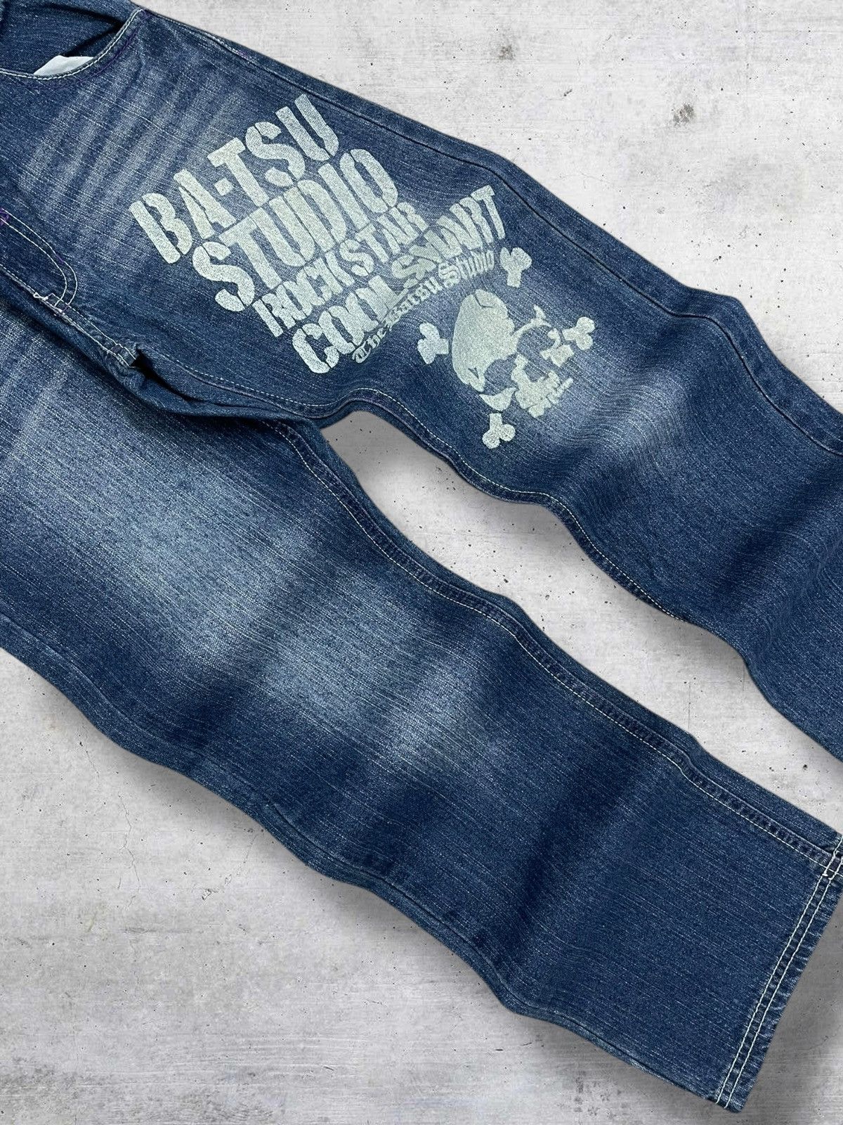 Hysteric Glamour VINTAGE BA-TSU JAPAN ICONIC STREETWEAR SKULL PRINTED DENIM Size US 27 - 4 Thumbnail