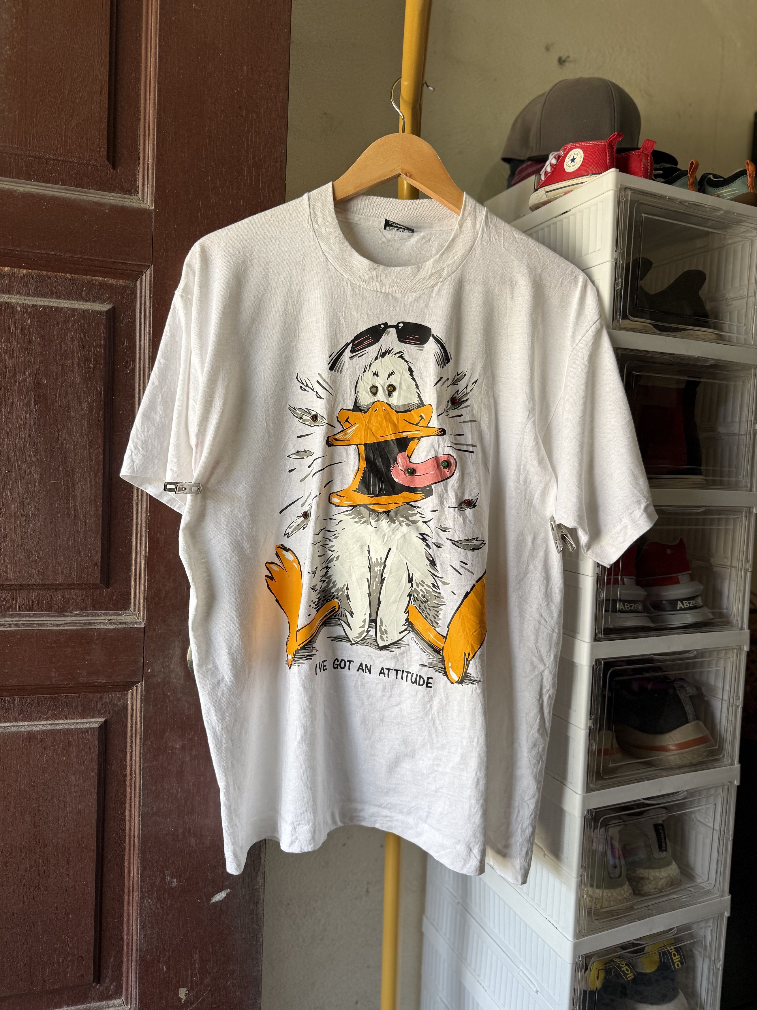 Fruit Of The Loom Vintage 1987 Airwaves LED Duck Tee Screen Stars USA Size US XL / EU 56 / 4 - 2 Thumbnail