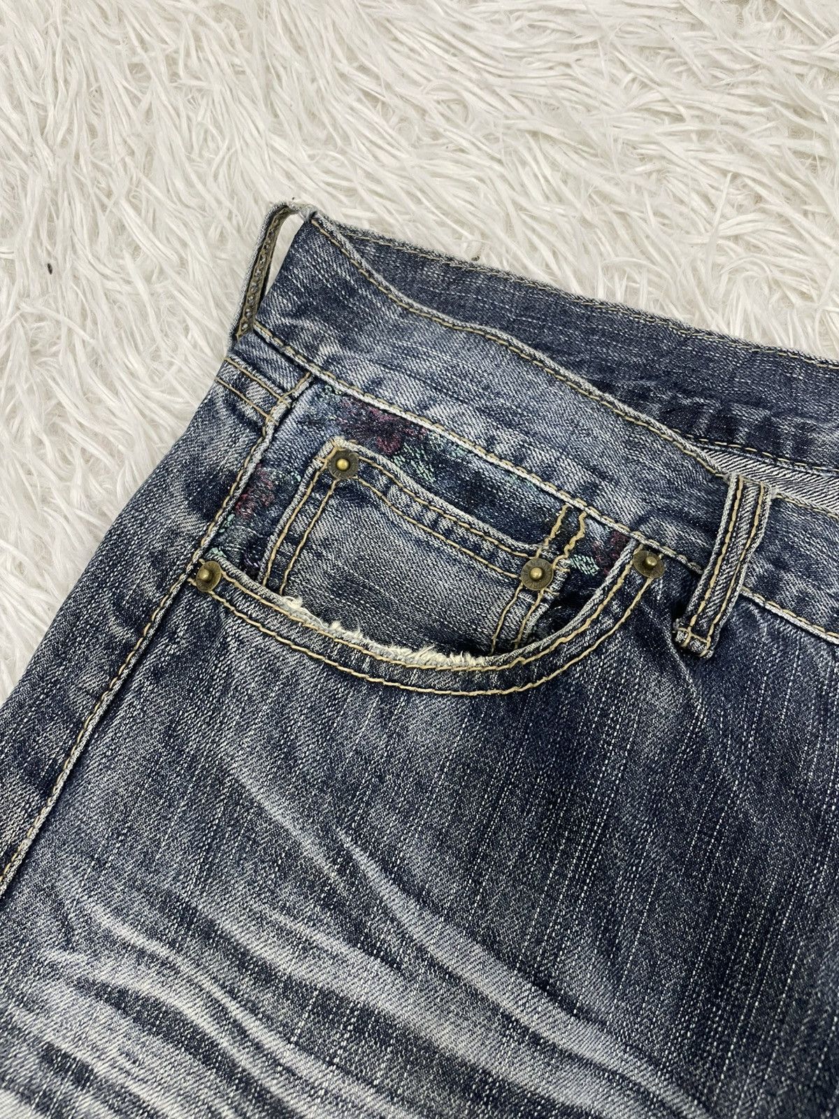 Japanese Brand Dragon Embroidered & Flowers Printed Flare Jeans Pant Size US 36 / EU 52 - 5 Thumbnail