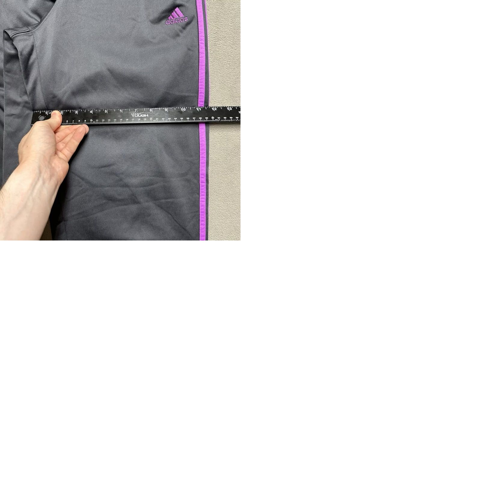 Adidas adidas Sweatpants Mens Medium Gray Purple 3 Stripe Track Warm Ups Active Size US 31 - 10 Thumbnail