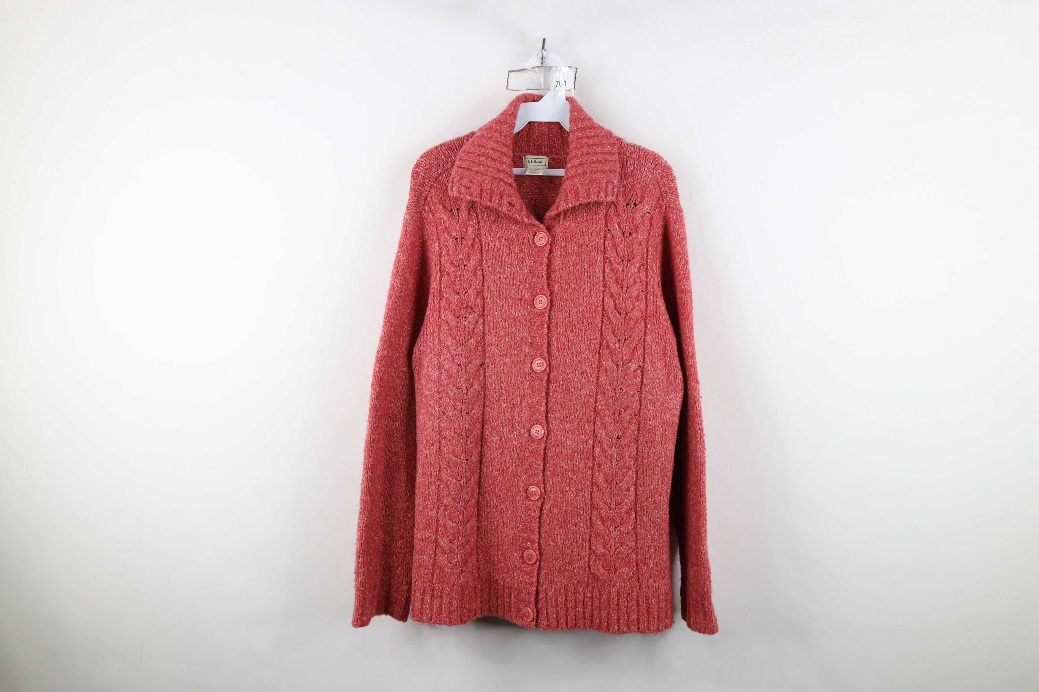 L.L. Bean Vintage LL Bean Wool Blend Cable Knit Cardigan Sweater Size XL / US 12-14 / IT 48-50 - 1 Thumbnail
