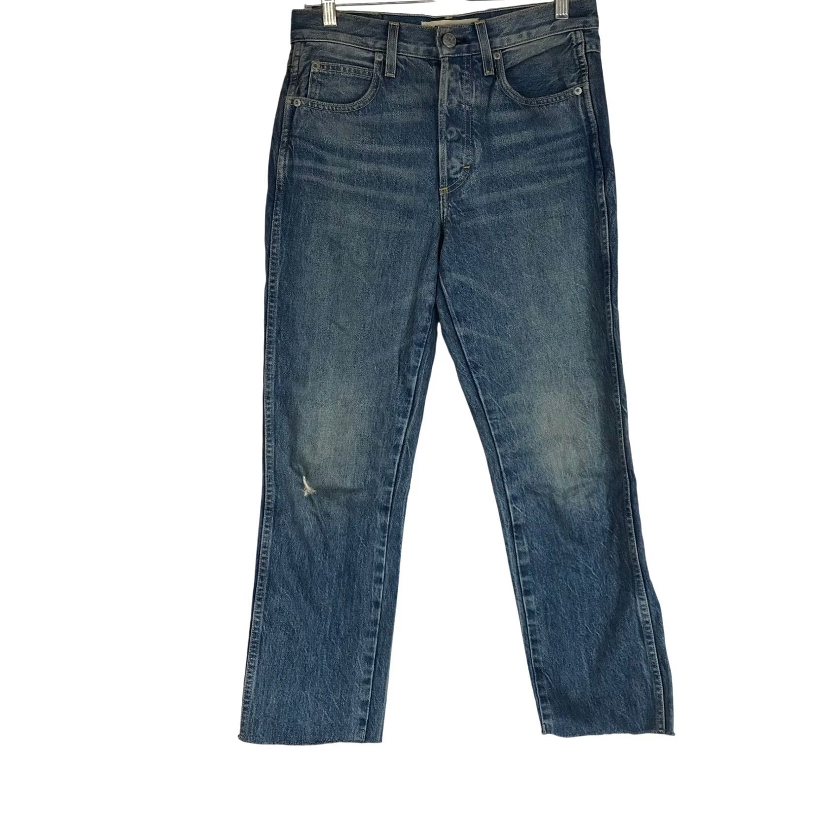 AMO AMO Loverboy Stargaze High Rise Straight Leg Raw Hem Jeans Blue Womens 26 Size 26" / US 2 / IT 38 - 2 Thumbnail