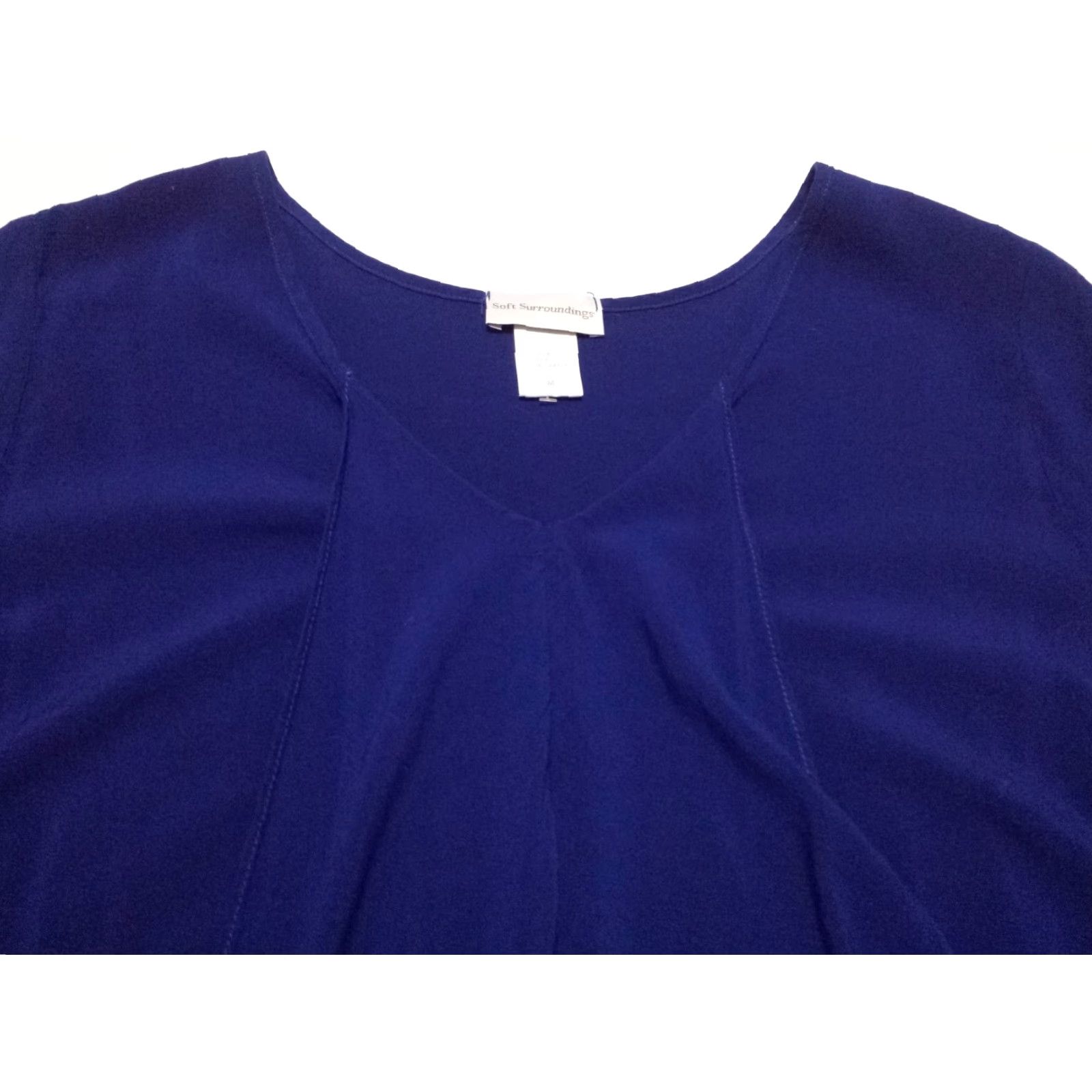 Soft Surroundings Soft Surroundings Shirt Womens Medium Blue V-Neck Long Sleeve Rayon Blouse Size M / US 6-8 / IT 42-44 - 3 Thumbnail