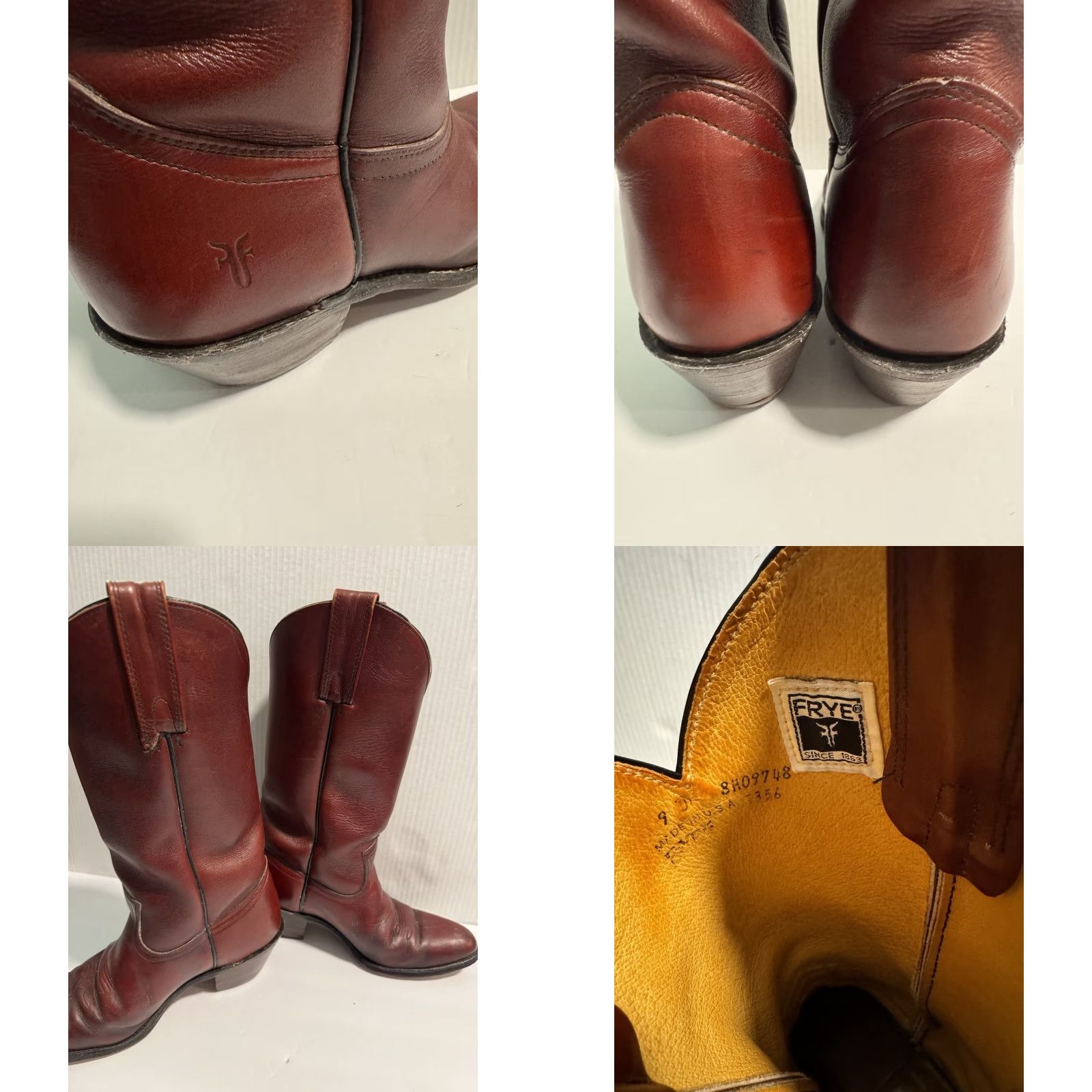 Frye VINTAGE Frye Boots Western Cowboy Leather Made in USA 9D Brown Oxblood Mens Size US 9 / EU 42 - 8 Thumbnail