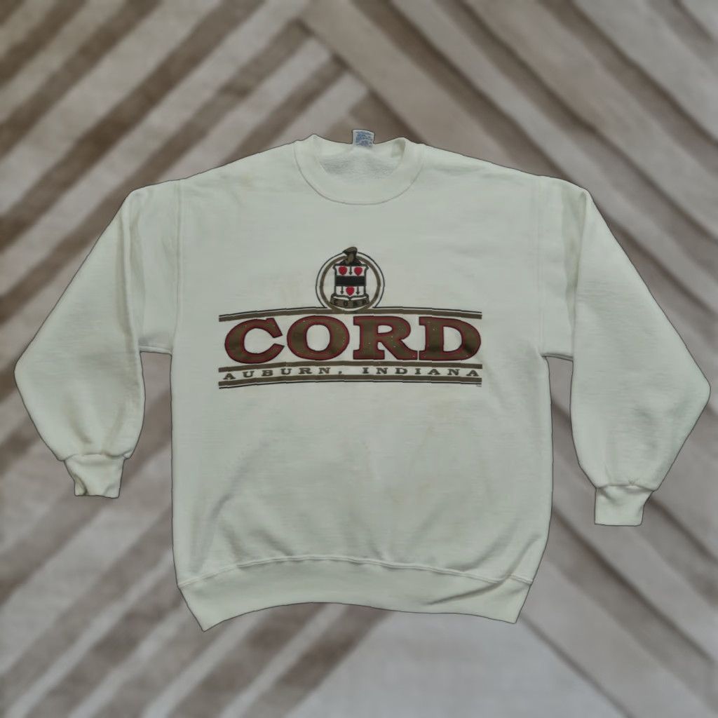 Jerzees VINTAGE Cord Automobiles Sweatshirt Adult Large White Pullover Cars Auburn 90s Size US L / EU 52-54 / 3 - 1 Thumbnail
