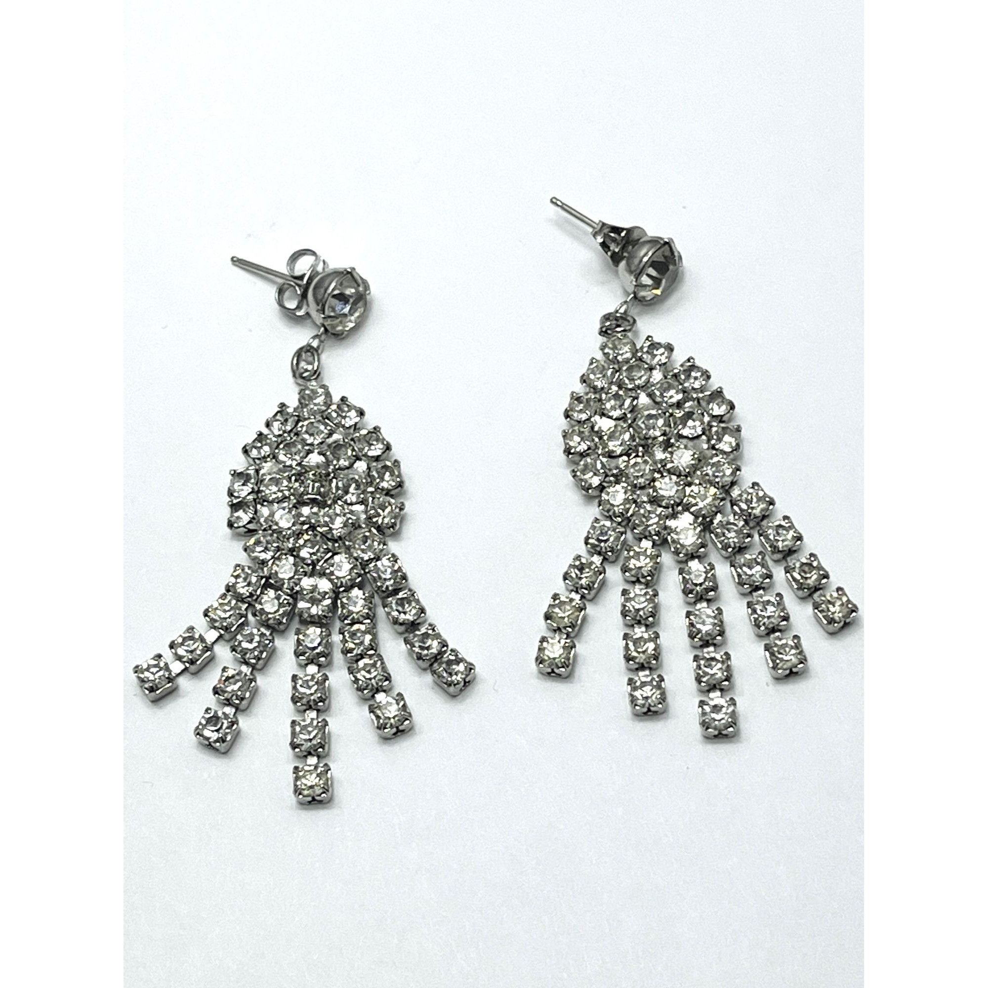 Vintage Celebrity Rhinestone Tassel Earrings